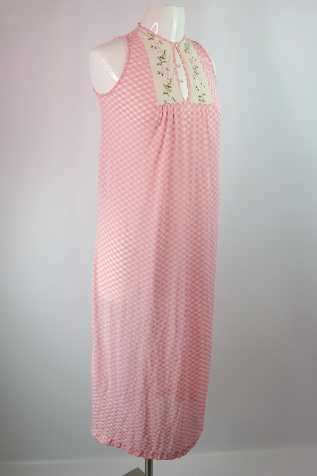 VTG 70s Gaymode Pink Lingerie Nightgown Peignoir 100% Nylon Robe Negligee Sz P