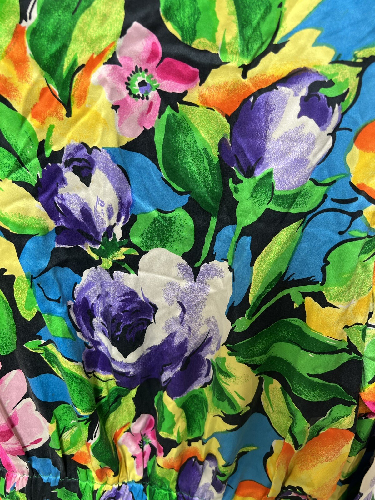 Mary Jo Bruno Dress Womens Large Vintage Floral Silk Multicolor Floral LOOK