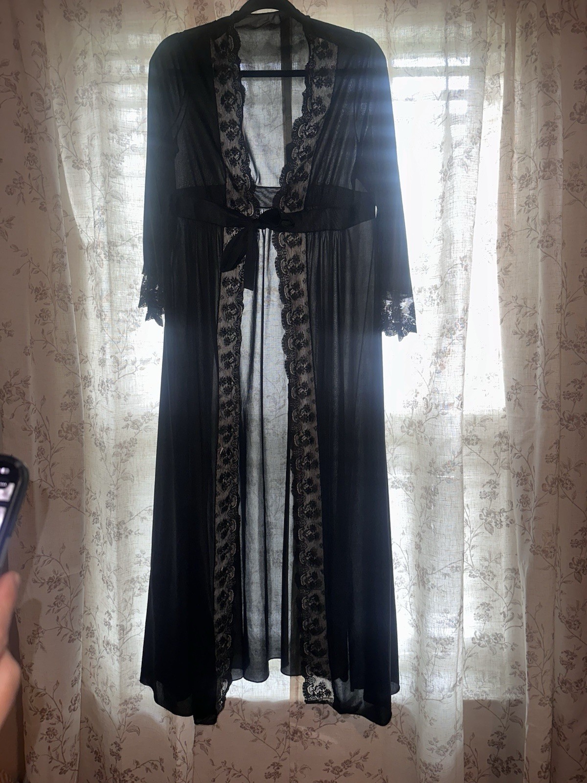 Vintage Black Sheer Bathrobe