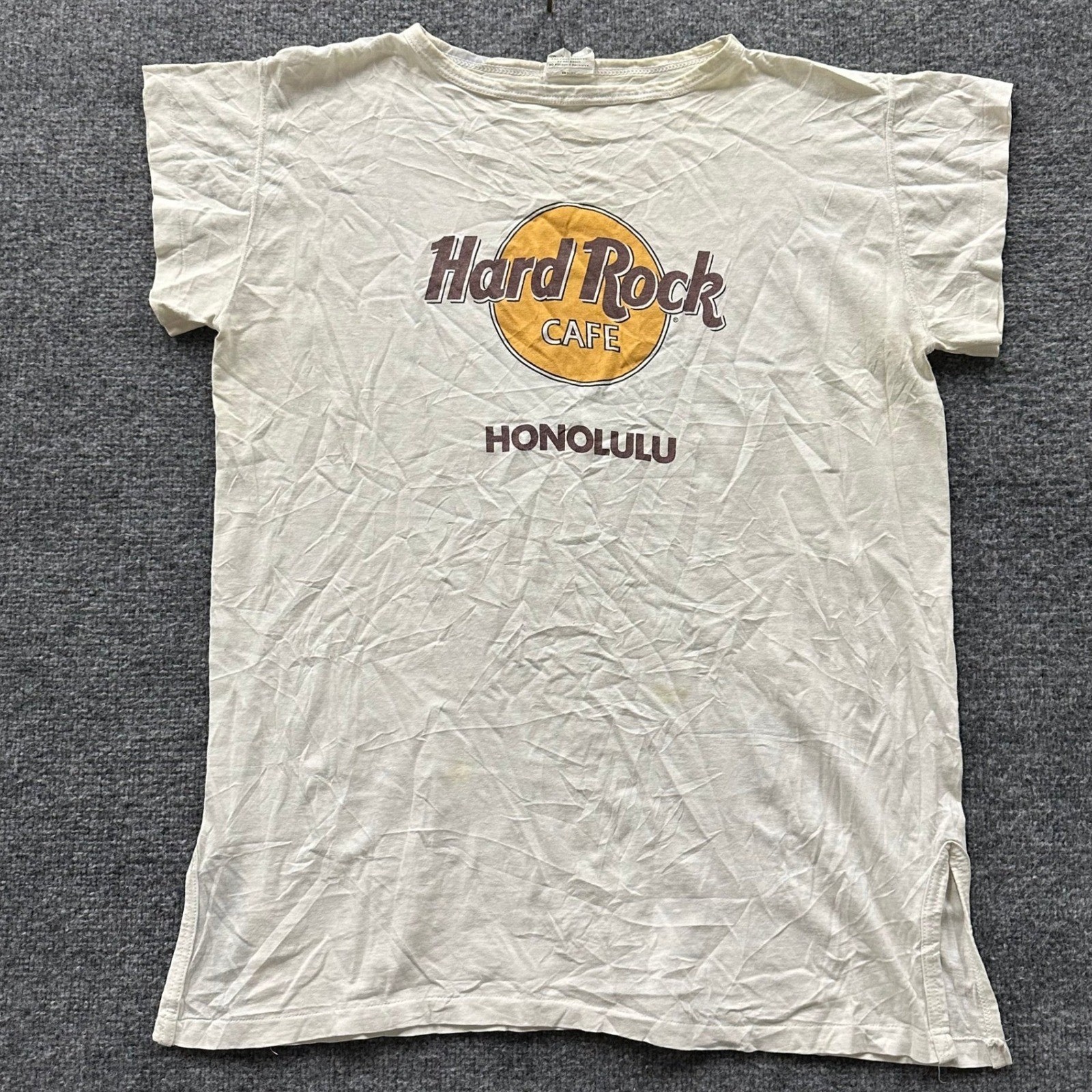 Hard Rock Cafe T-Shirt Womens OS White Cotton Graphic Made in USA Vintage