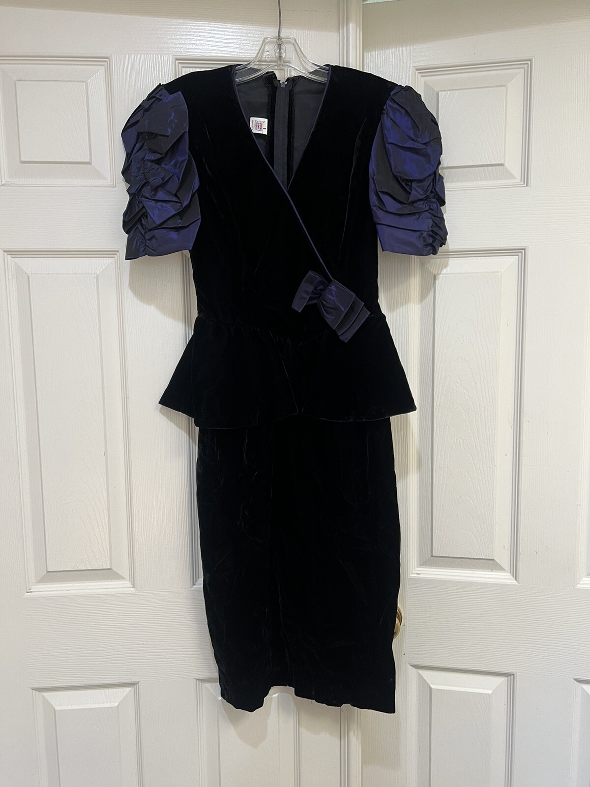 VNTG 80s Violet Velvet Peplum Avant Garde Style Party Dress prom formal Gatsby 8