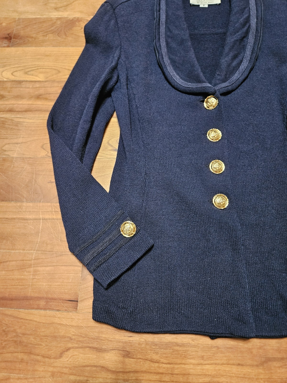 Vintage St. John Collection By Marie Gray Navy Blue Santana Knit Blazer Size 6