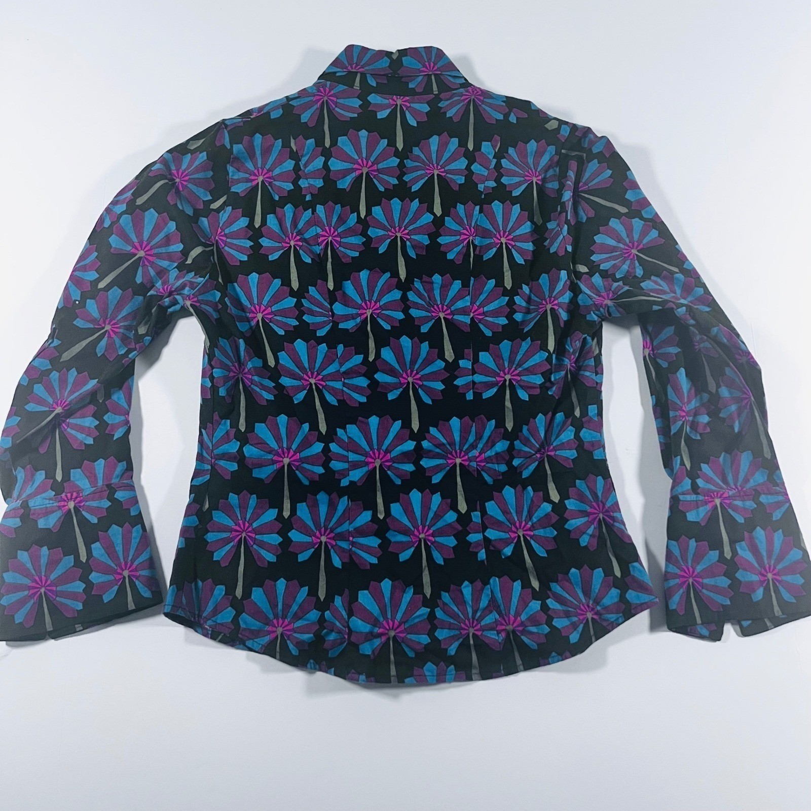 Vintage Andrea Fisher NYC Blouse XS Floral Geometric Button Front