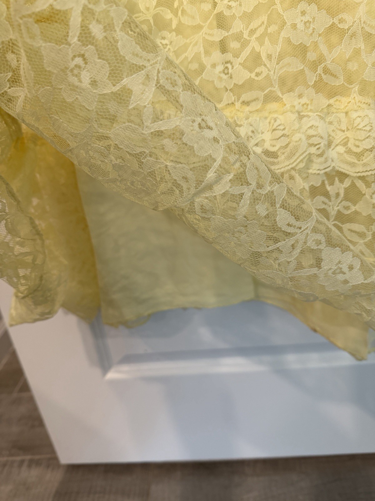 Women’s Vtg Yellow Maxi Dress Lace 2 Piece Set Size XS 70’s Prairie Croquette