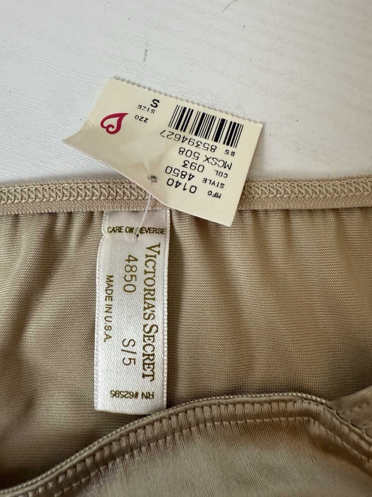 NOS Vintage Victoria’s Secret Gold Satin Bikini Panty S/5 Hi Cut USA Made