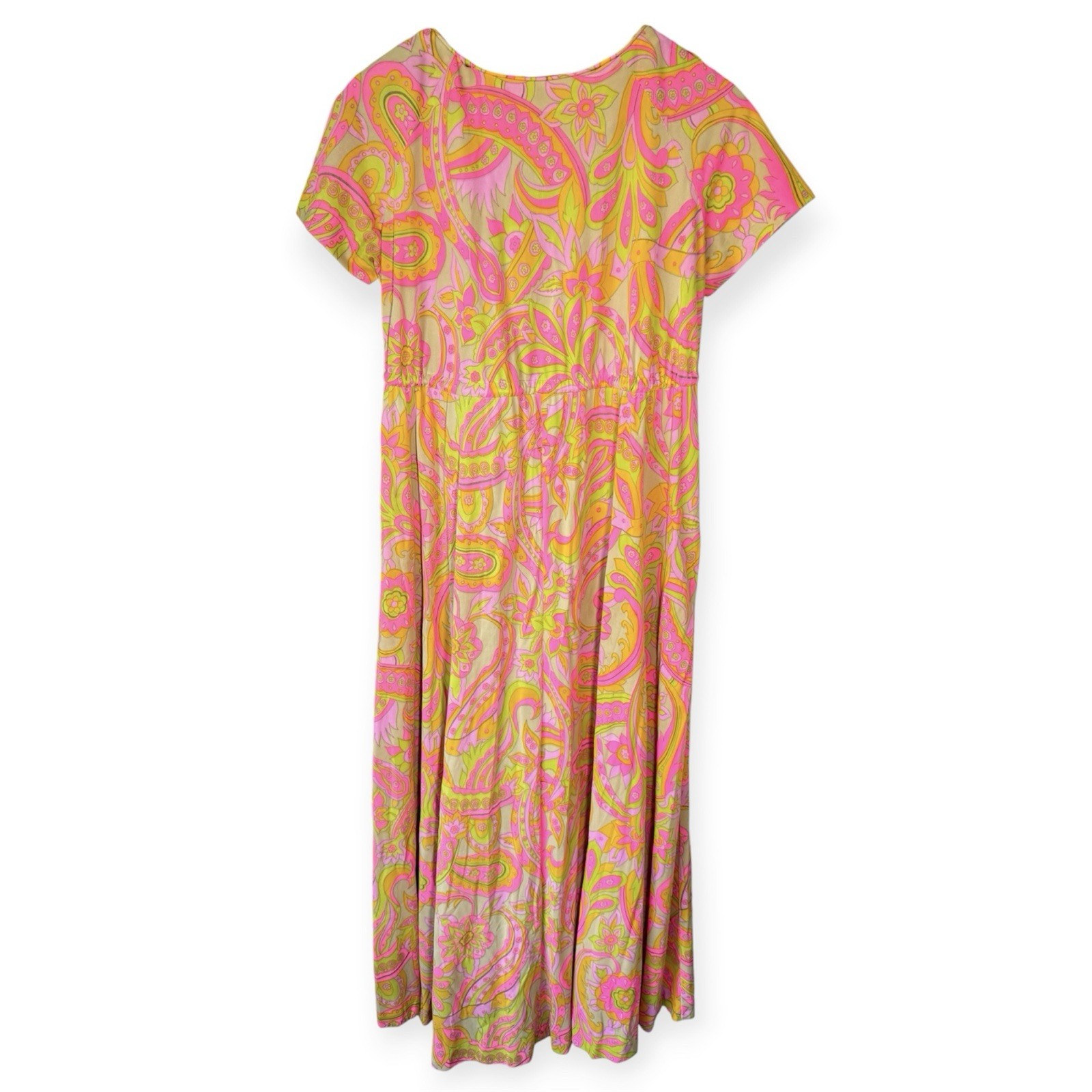 Vintage Evelyn Pearson Maxi Dress Size Small 60s 70s Colorful Brady Bunch Groovy