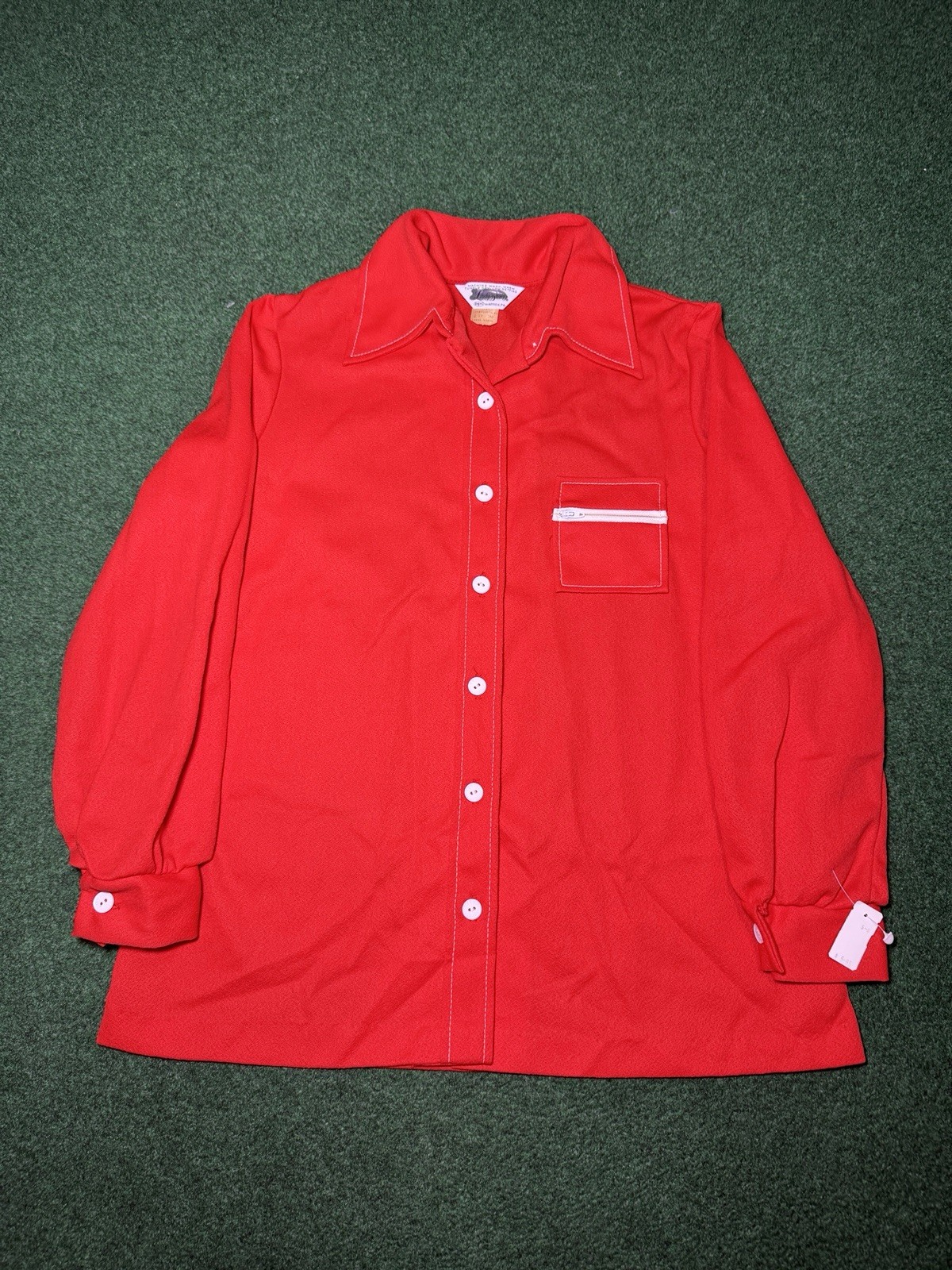 Vintage 70s Lady Blair Womens 18 Red Blouse Talon Zipper Retro Red