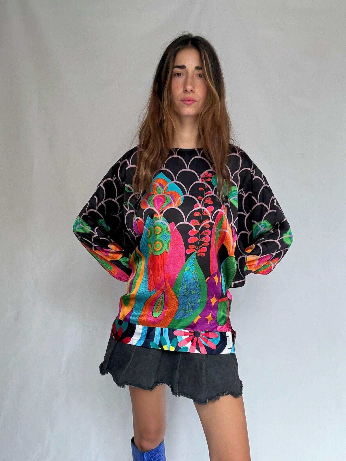 Desigual tunic top with psychedelic floral print US letter size L