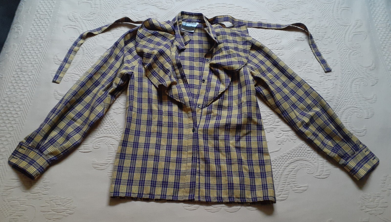 Vintage Yellow and Purple Synonyme de Georges Rech Paris Women’s Shirt