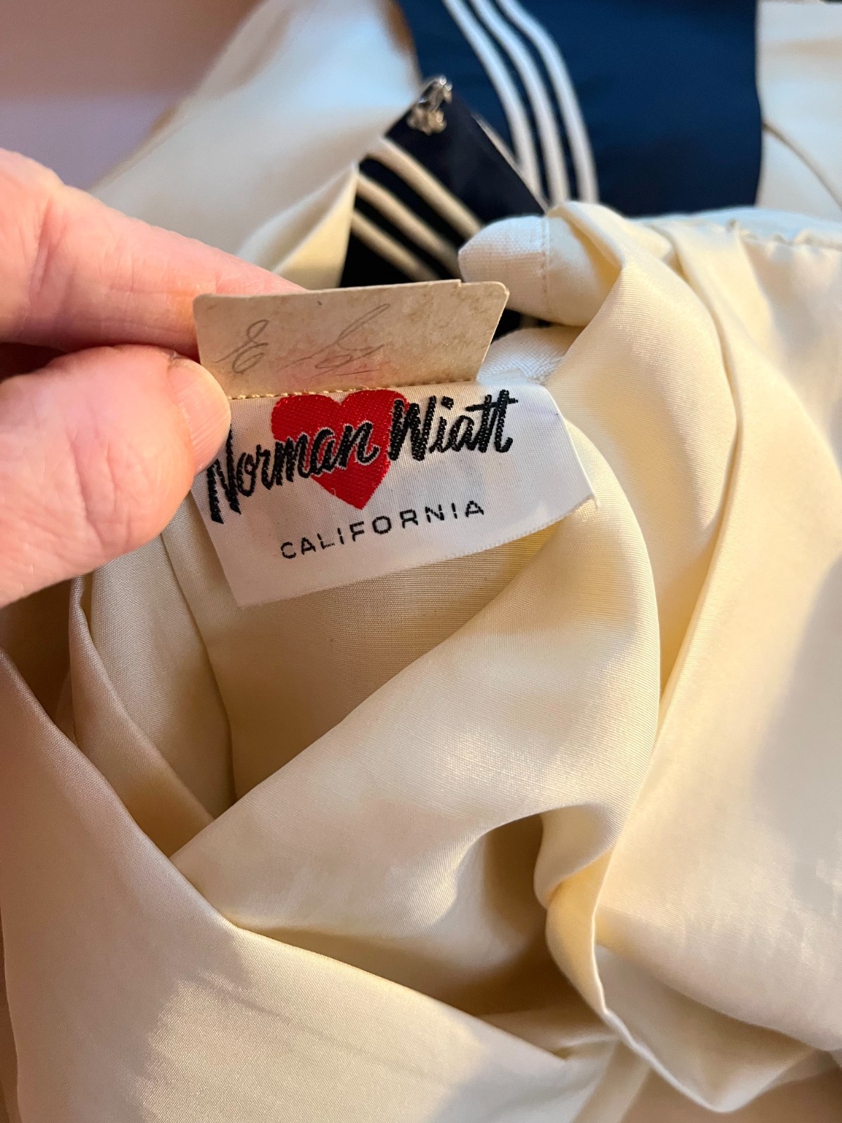 Vintage Deadstock Norman Wiatt California Size 14 Kerah Silk Sailor Dress