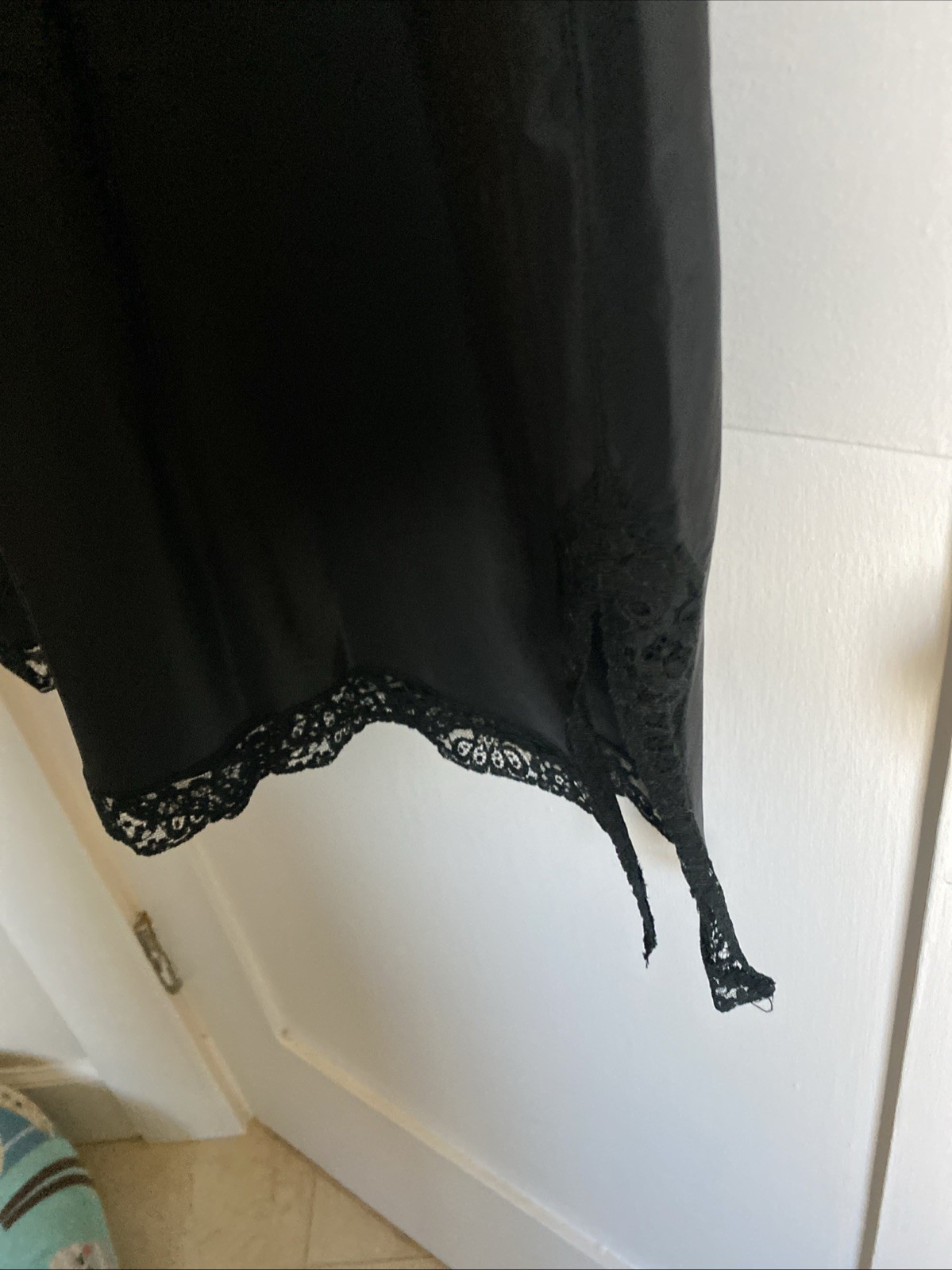 Vtg TAFREDDA BARBIZON Saucy Black Lace Full Slip Side Zip Glamorous Pin Up 14