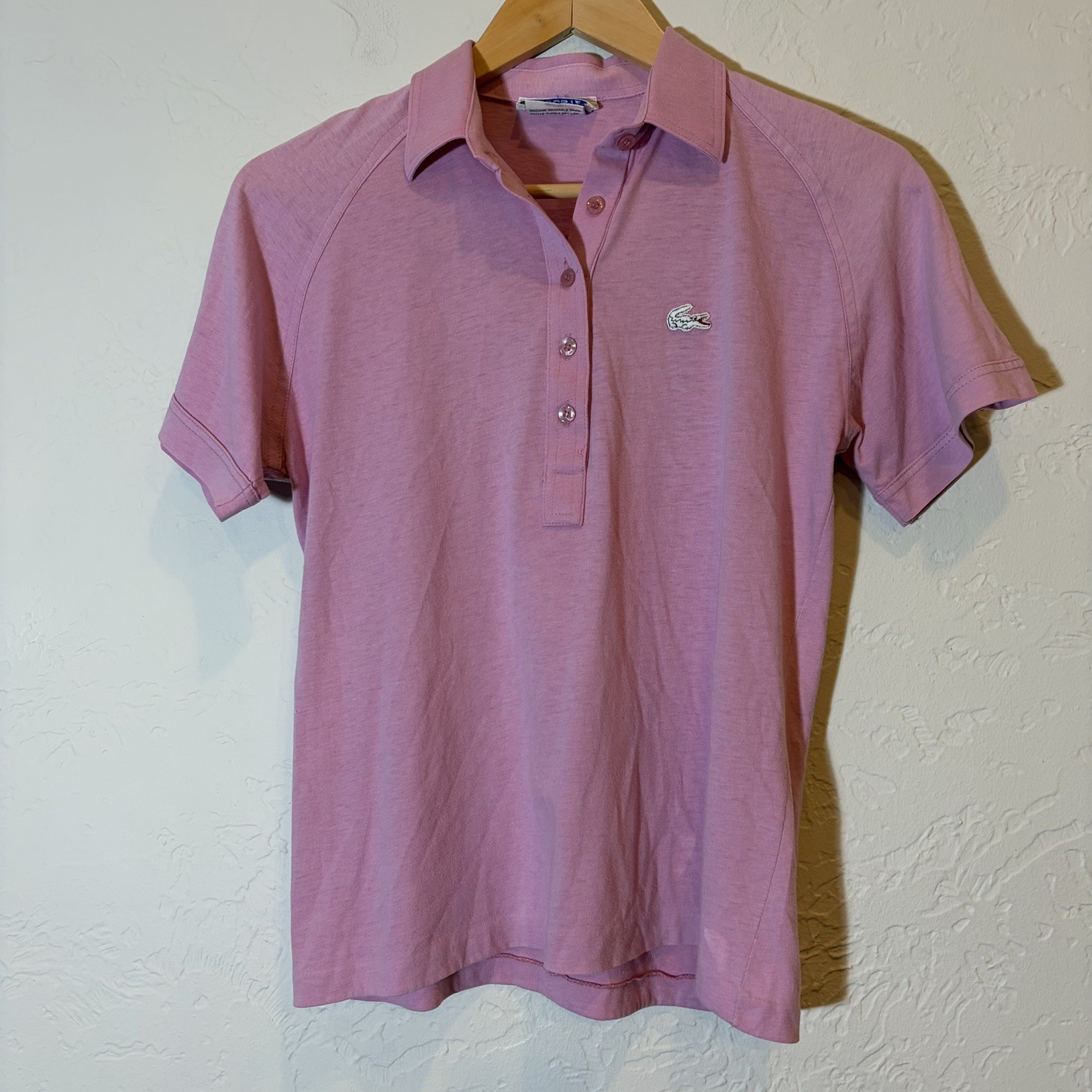 vintage LACOSTE Classic Fit Pique Prep/Trad Polo Shirt Pink Short Sleeve Size 38