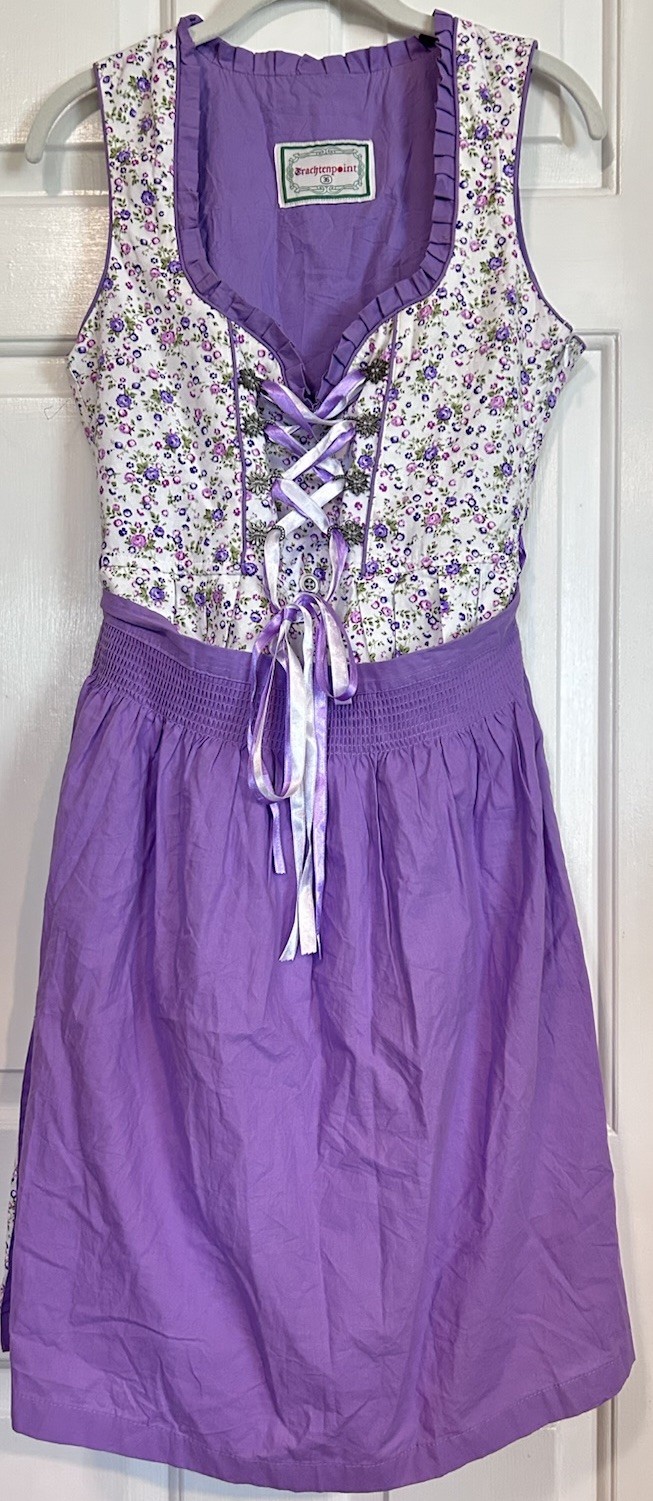 Trachtenpoint Sz 36 Purple Floral Dirndl Authentic Oktoberfest Dress Cottagecore