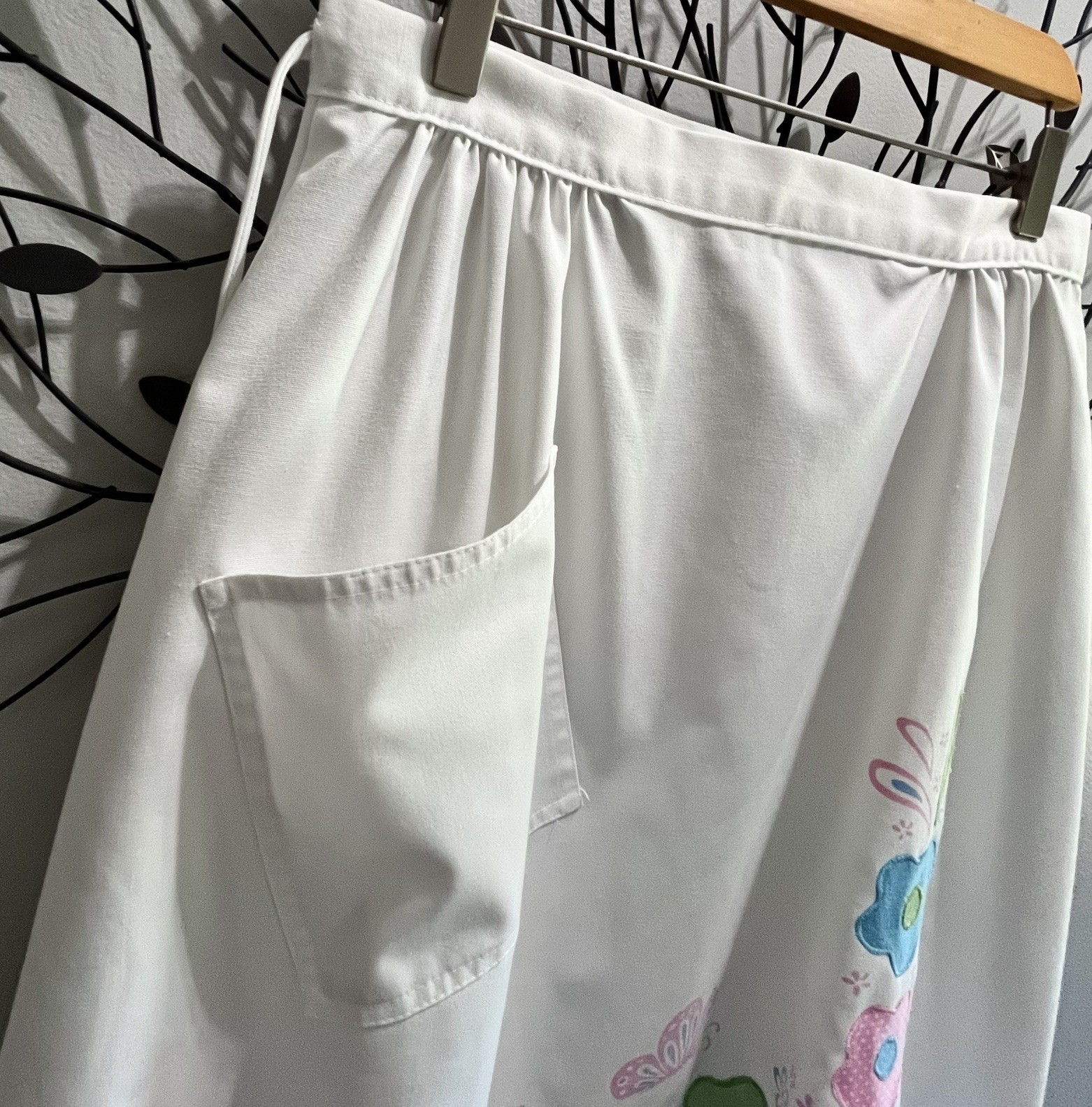 1960s Vintage Wrap Skirt Flowers A-line Pocket XL Knee-length Haphazard