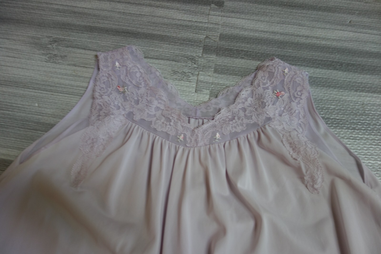 Vintage Shadowline Nylon Silky Feel Nightie Lilac Altered Size Small *Altered