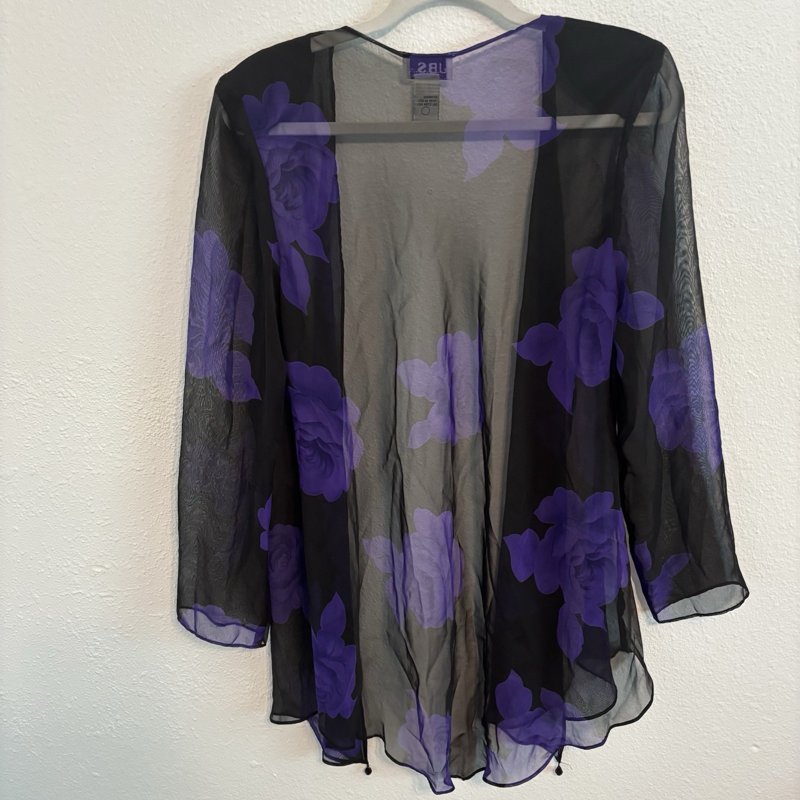 Vintage J.B.S cardigan sz 10 sheer black floral romantic grunge bohochic fairy