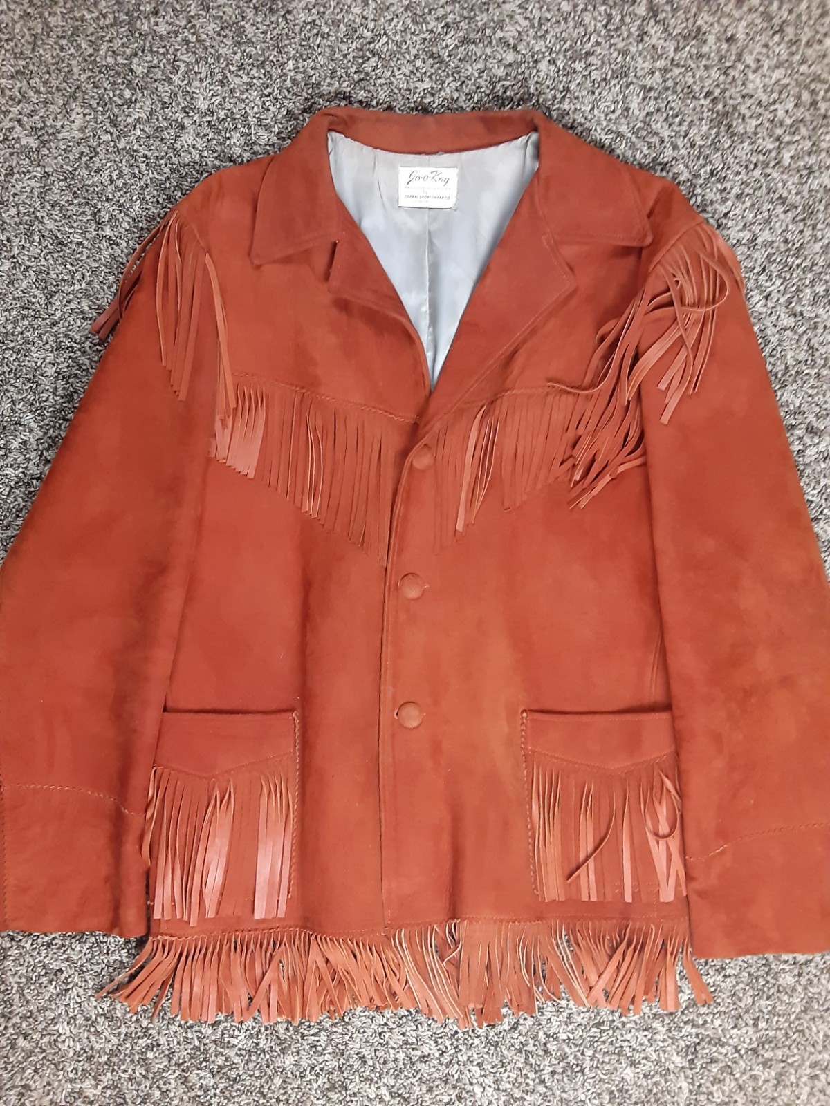 Vintage 60s Jo-O-Kay Corral Du Pont Fringe Burnt Orange Suede Western Jacket