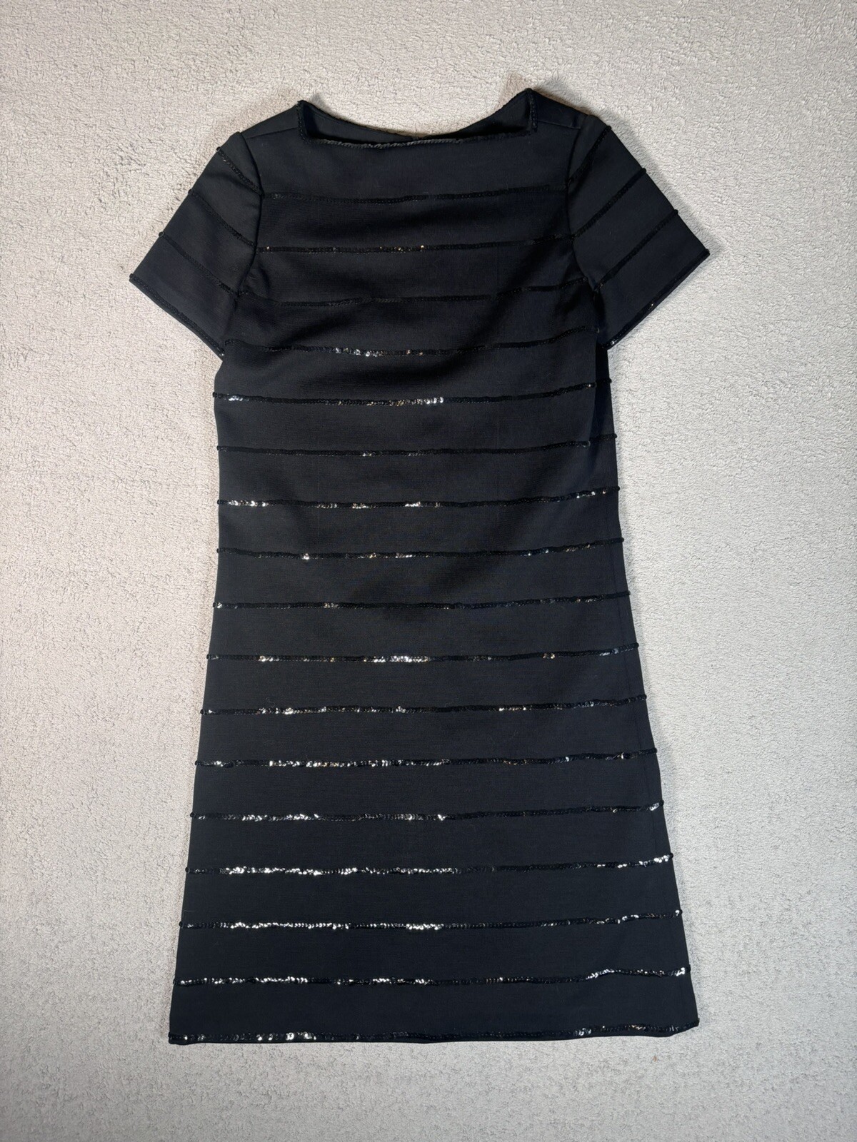 Vintage Dalton Pure Virgin Wool Sequin Stripes Black Cocktail Dress 50-60s Style