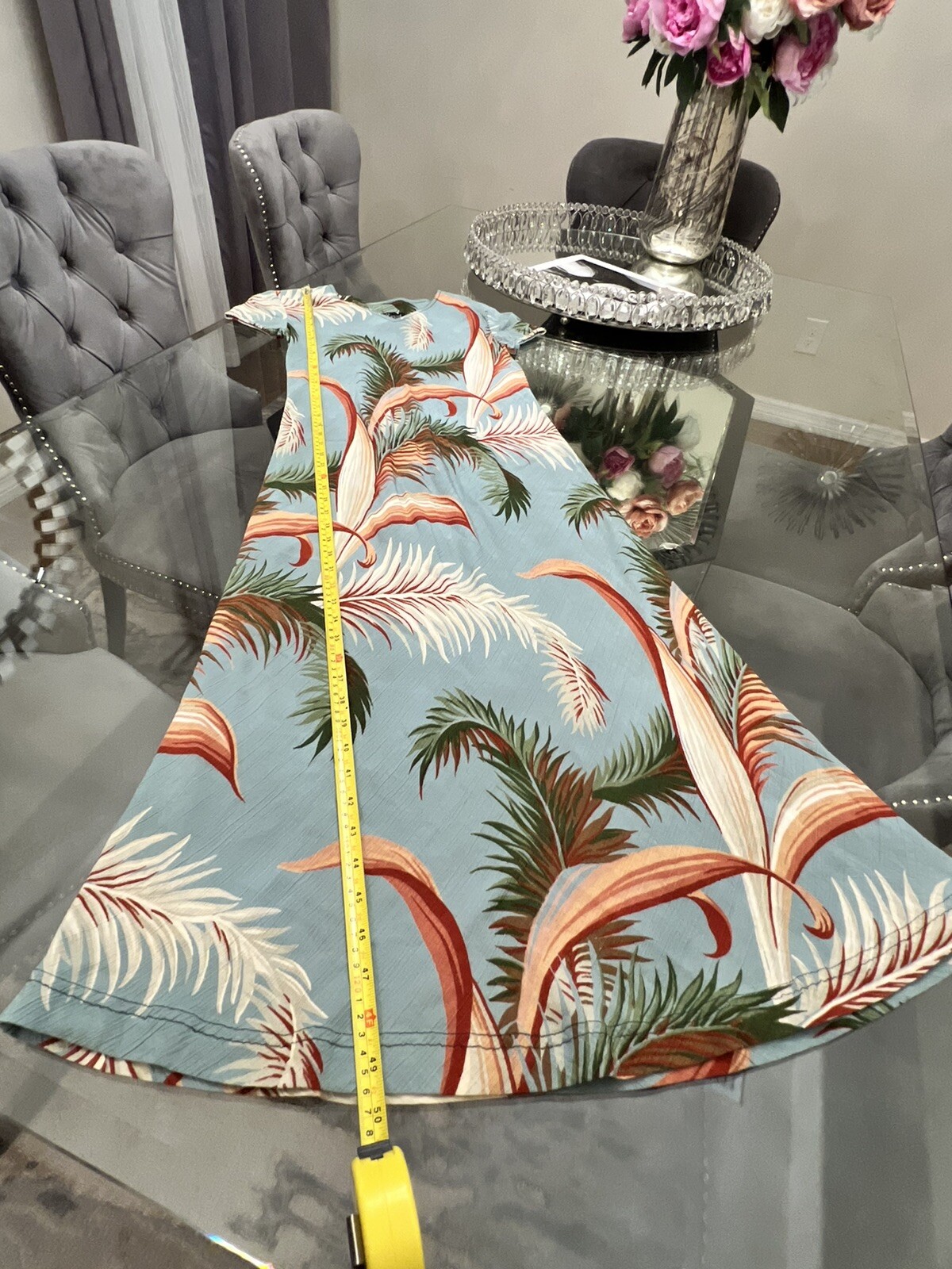 Carol Little Vintage 90s Turquoise Terracotta Tropical Palm Print Maxi Dress 4