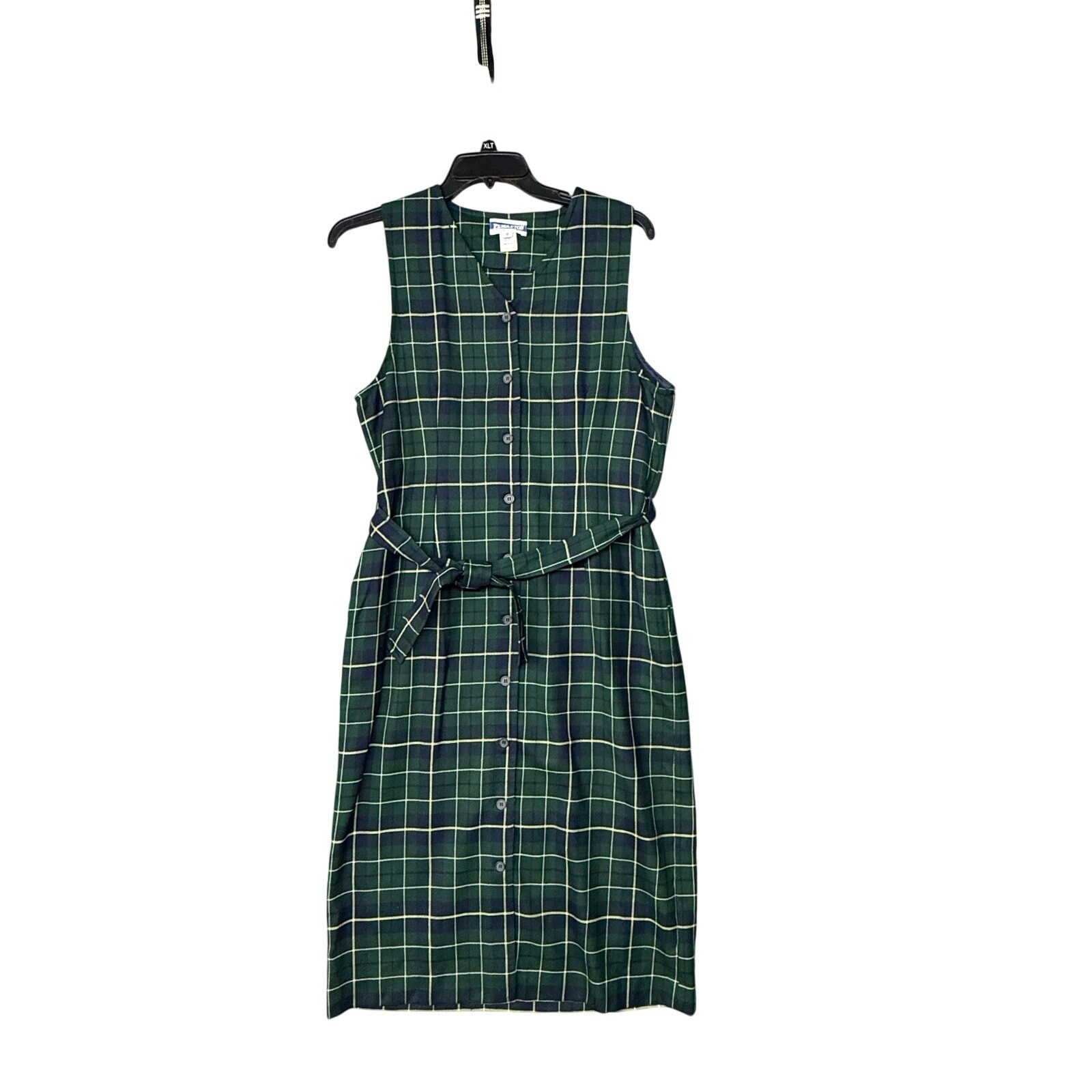 Pendleton 100% Virgin Wool Plaid Belted Dress Size 12 Vintage Made In USA