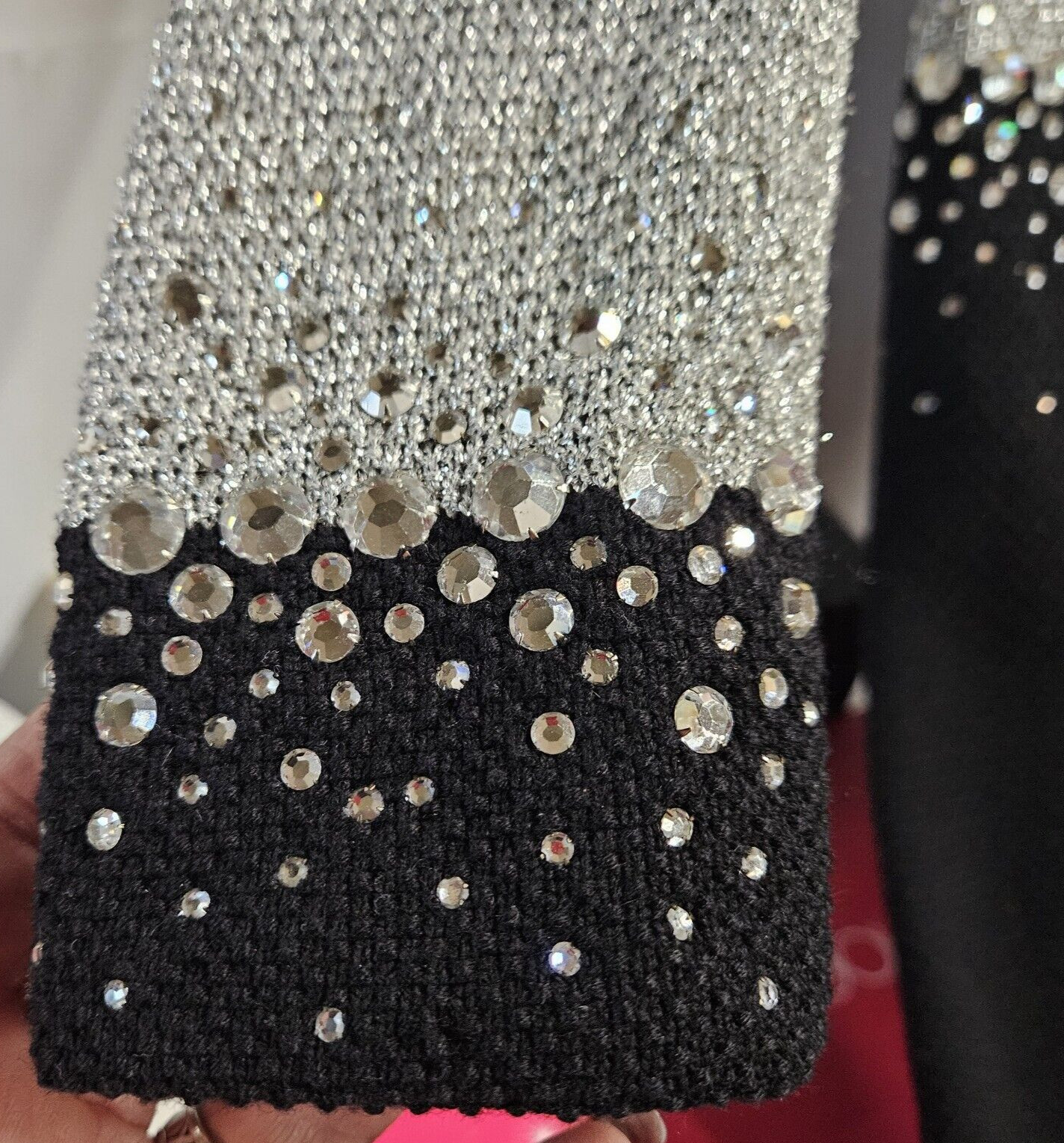 Pauline Trigere Vtg Marshall Fields Black Silver W/Rhinestones EVE Dress SZ 10