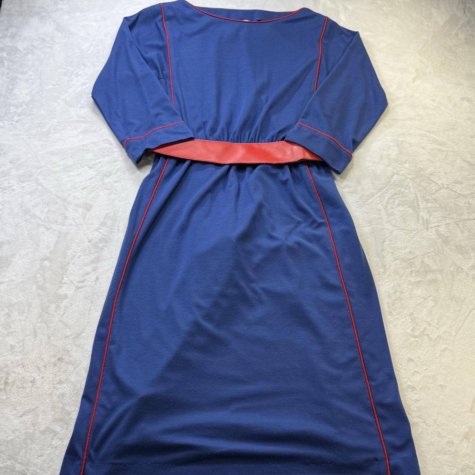 Vtg 60s 70s Act I NY Prairie Puritan Mod Midi Sleves Dress Sz 3/4 USA Belted