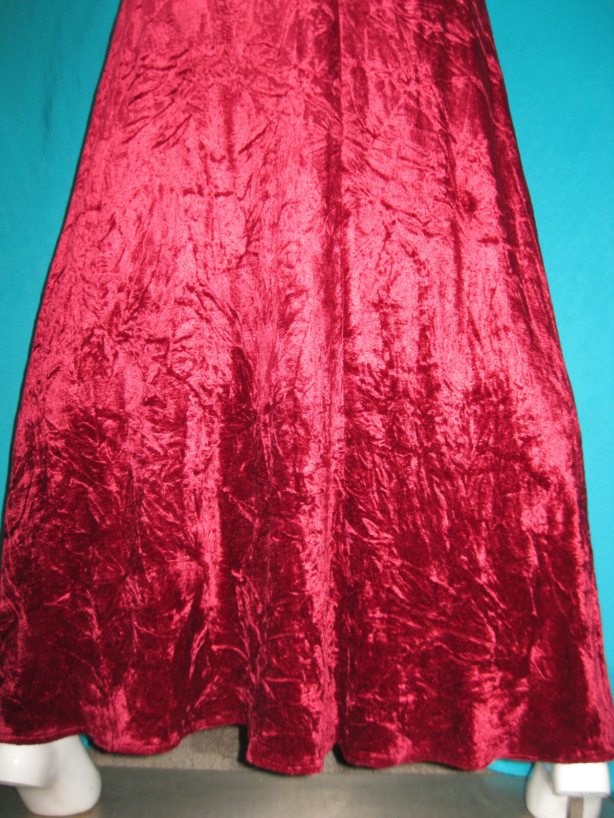 Gorgeous! Rare Vintage Union Made ILGWU Red Crushed Velvet Maxi Dress Gown SEXY!