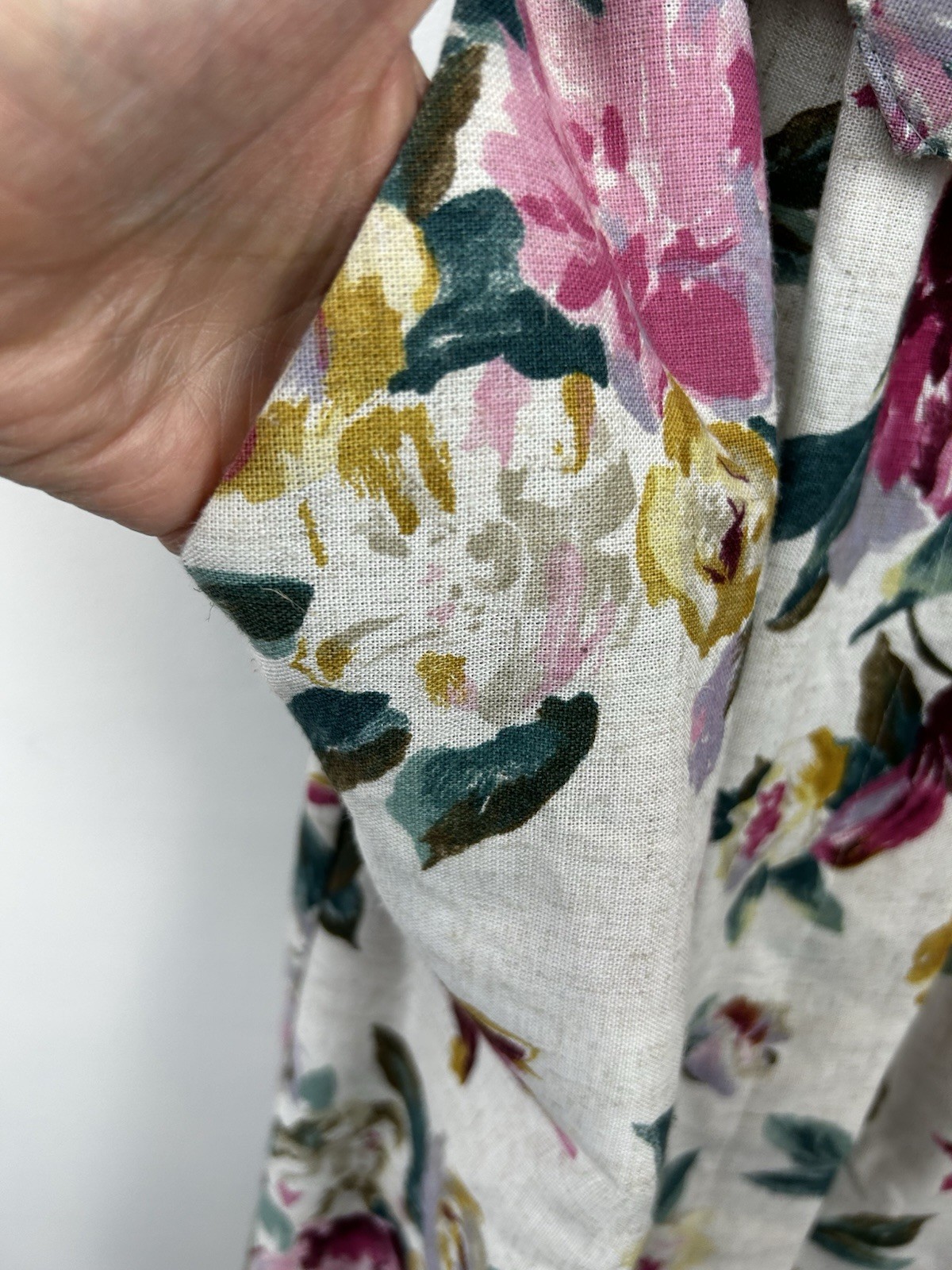 Vtg 80s Dress Womens 12 Floral Union Label Cotton Cottage Core Tea