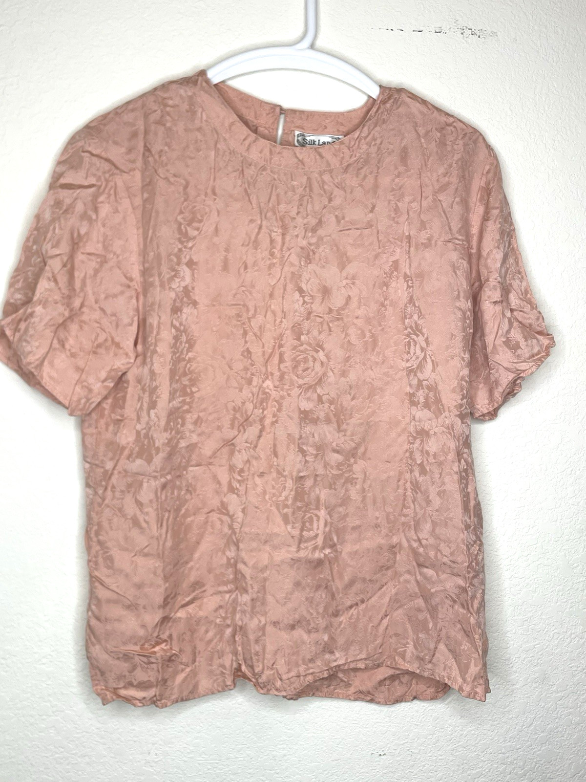 Vintage Silk Land Women’s Top Medium Y2K Office Inspo Floral Blouse Shirt Career