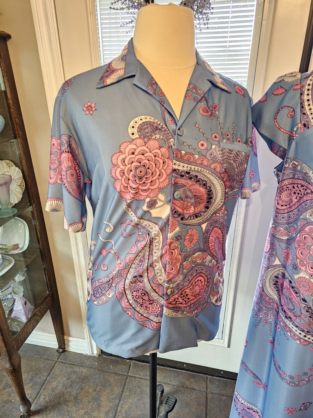 Vintage Ja-Na Of Hawaii Dress Maxi Muu Muu Shirt Set Floral Hawaiian Tropical