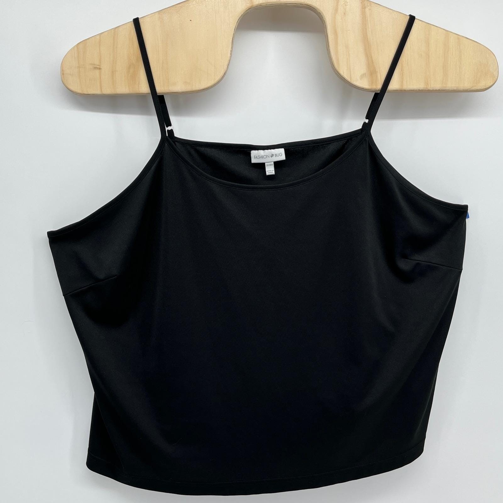 VTG Fashion Bug Plus Size 26/28W Black Camisole Spaghetti Strap Y2K 4X