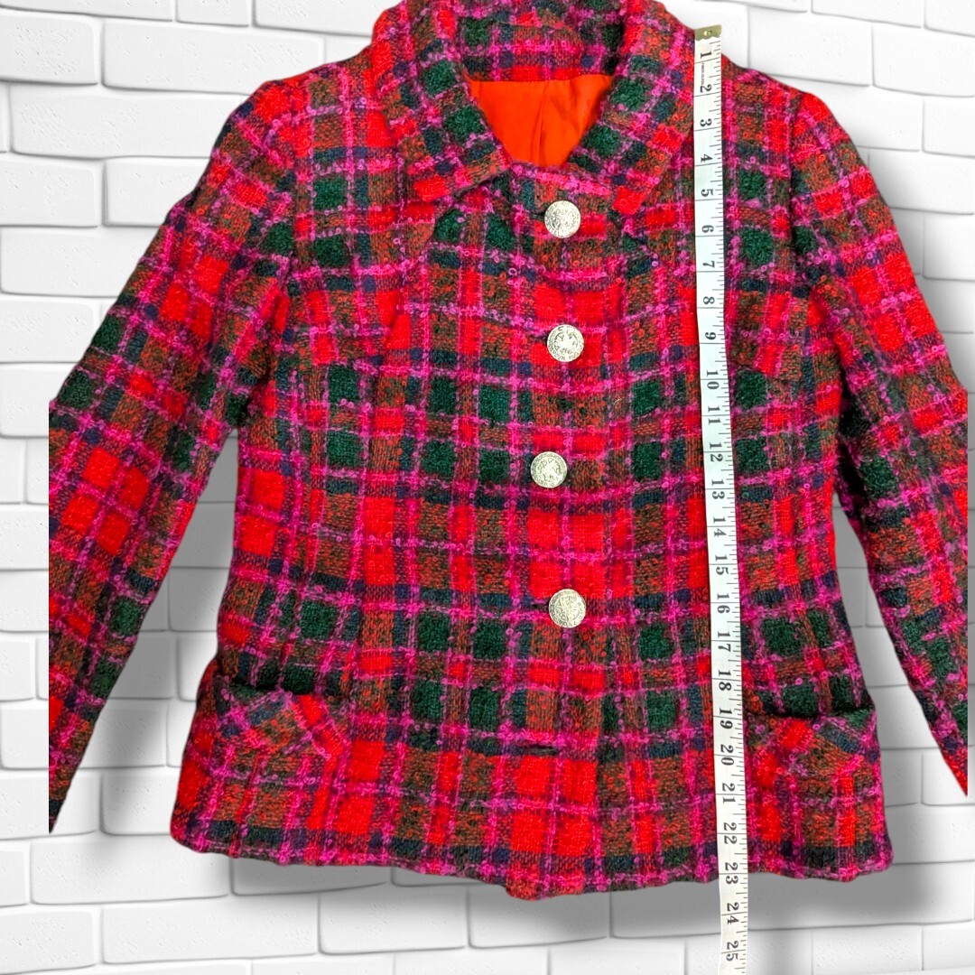 Vintage Ellen Brooke Sportswear Couture Inc 3 Piece Plaid Skirt Suit Boucle Wool