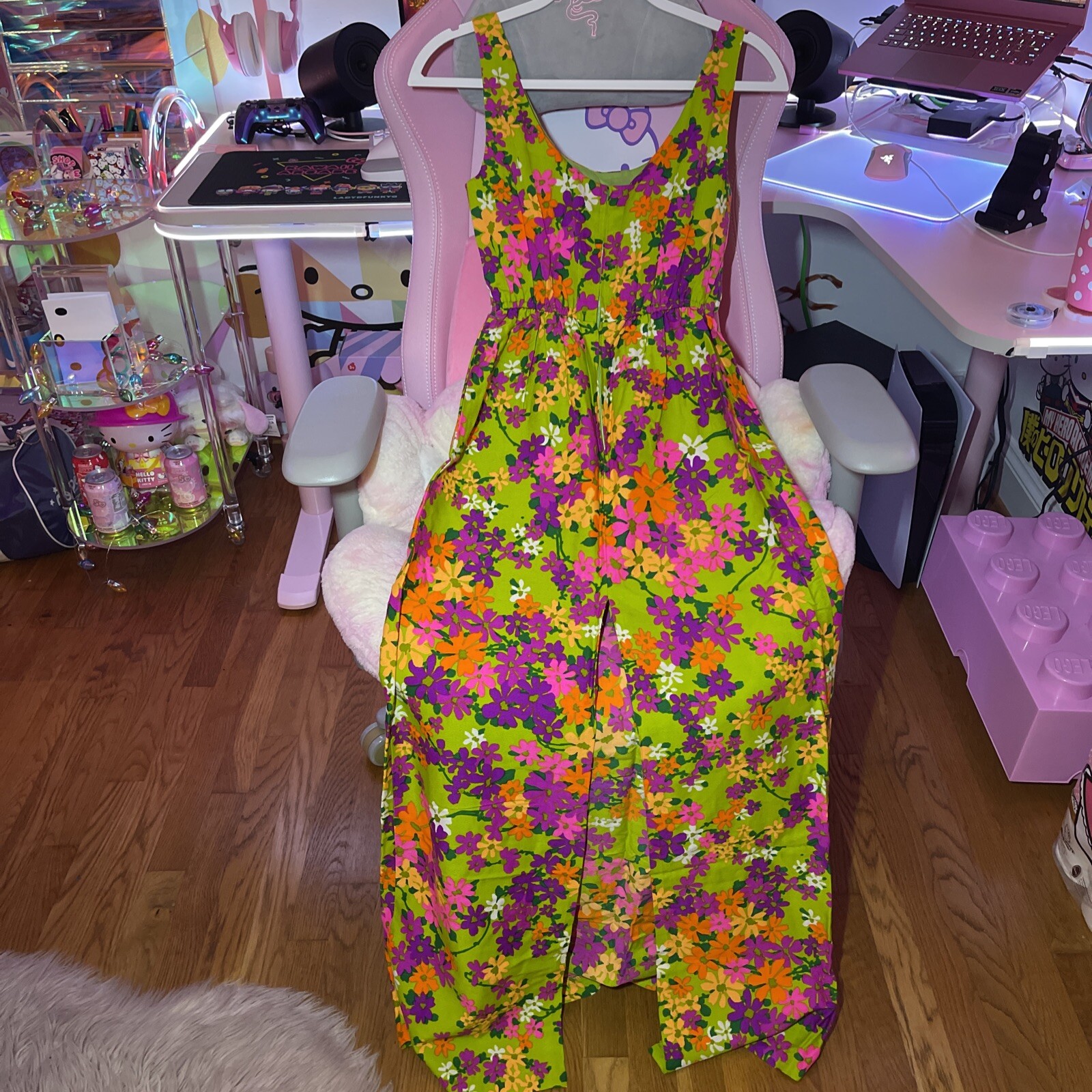 Vintage 60s 70s Sun Fashions of Hawaii Honolulu Floral Colorful Maxi Dress 10