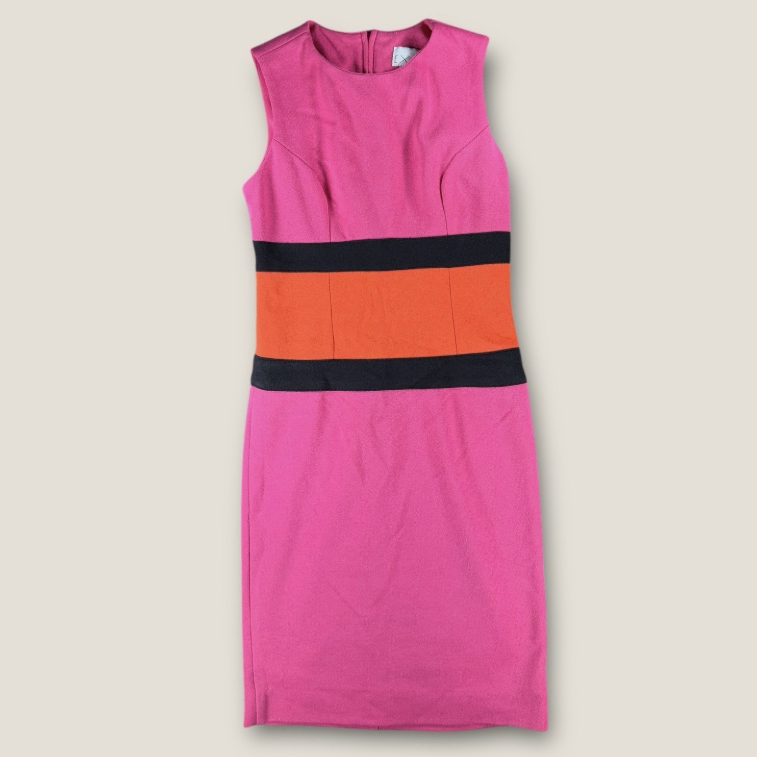 Vintage Expo Dress Size 4 Made in USA Pink Orange Color Block Mod Sleeveless
