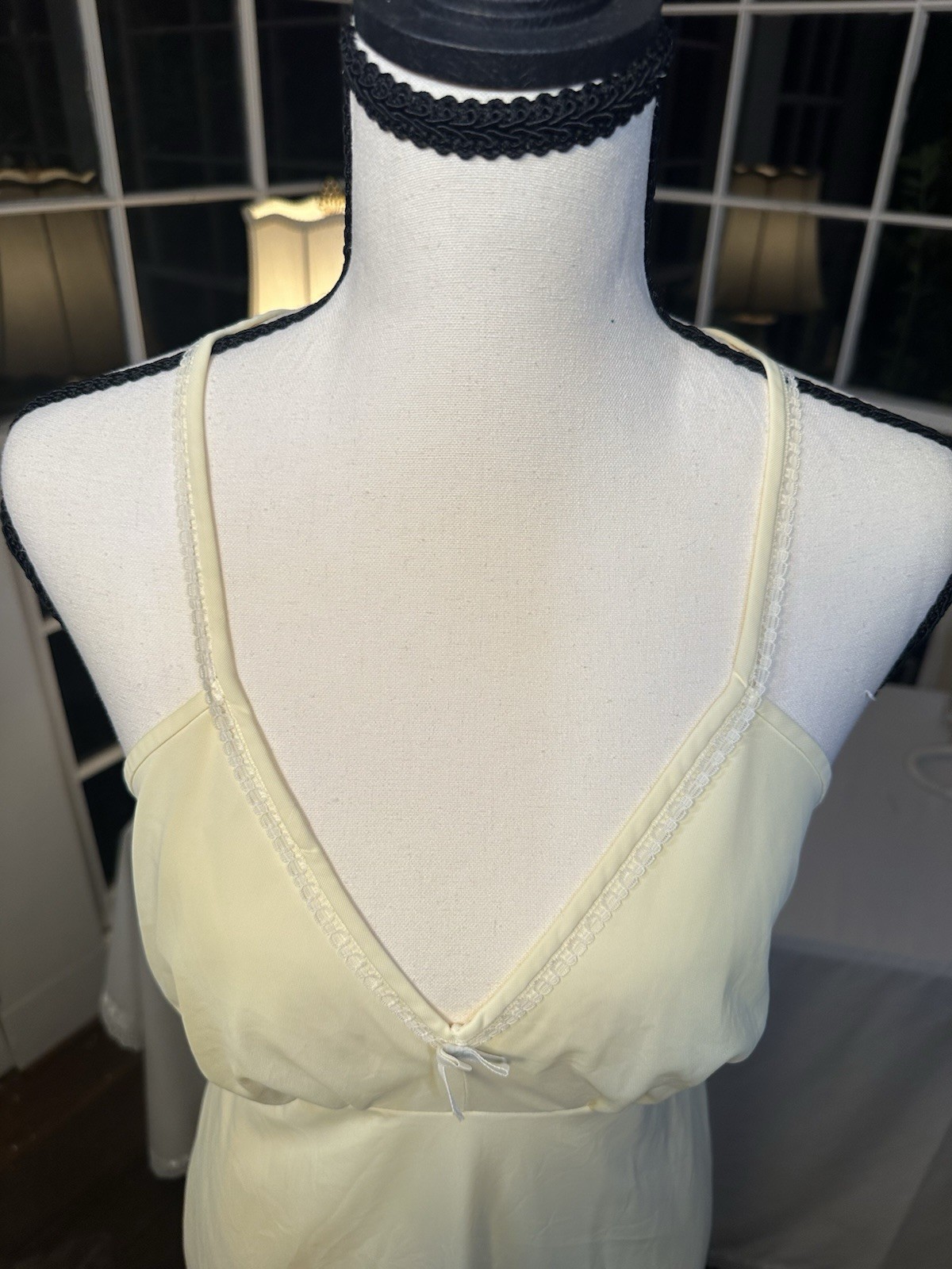 Vintage 50s Yellow Nightie Lingerie Midcentury Rare Cross back Small