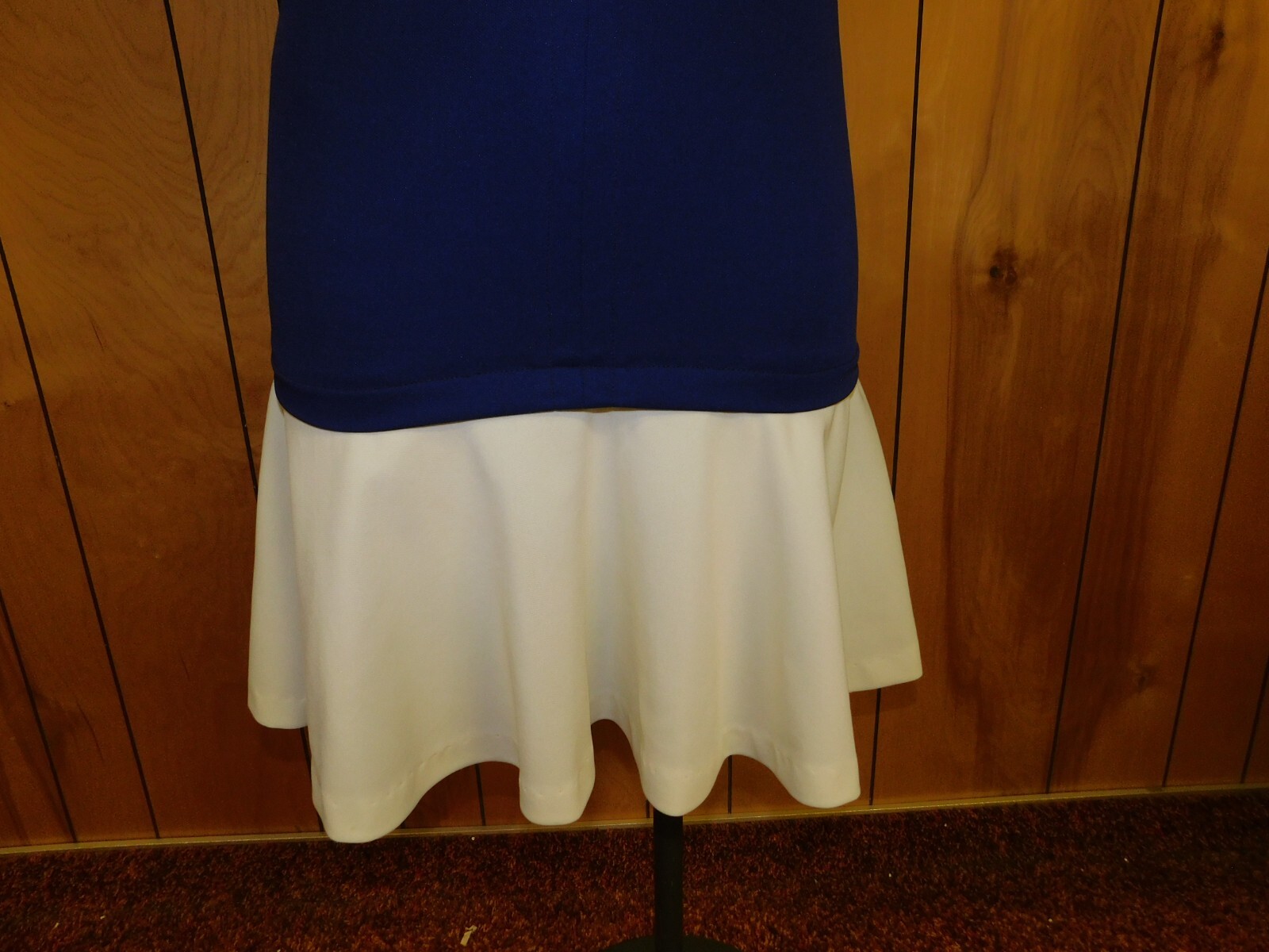 Vintage MARTIN BERENS Tall Fashions Blue Poly Drop Waist Dress 41″ Bust*