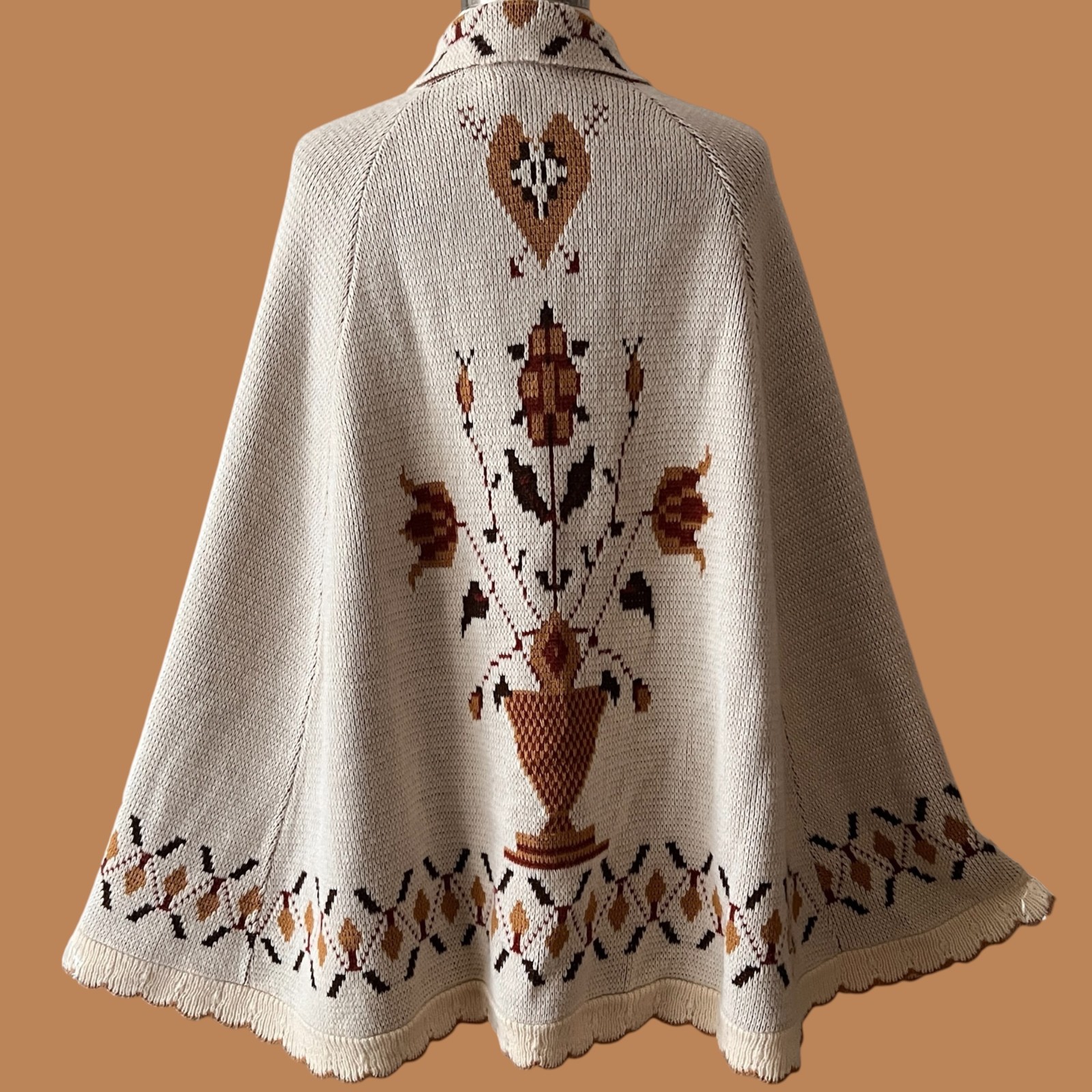 Vintage 70s Nordic Style Sweater Cape : Shawl, 1970s, Poncho, Norwegian, Sweater