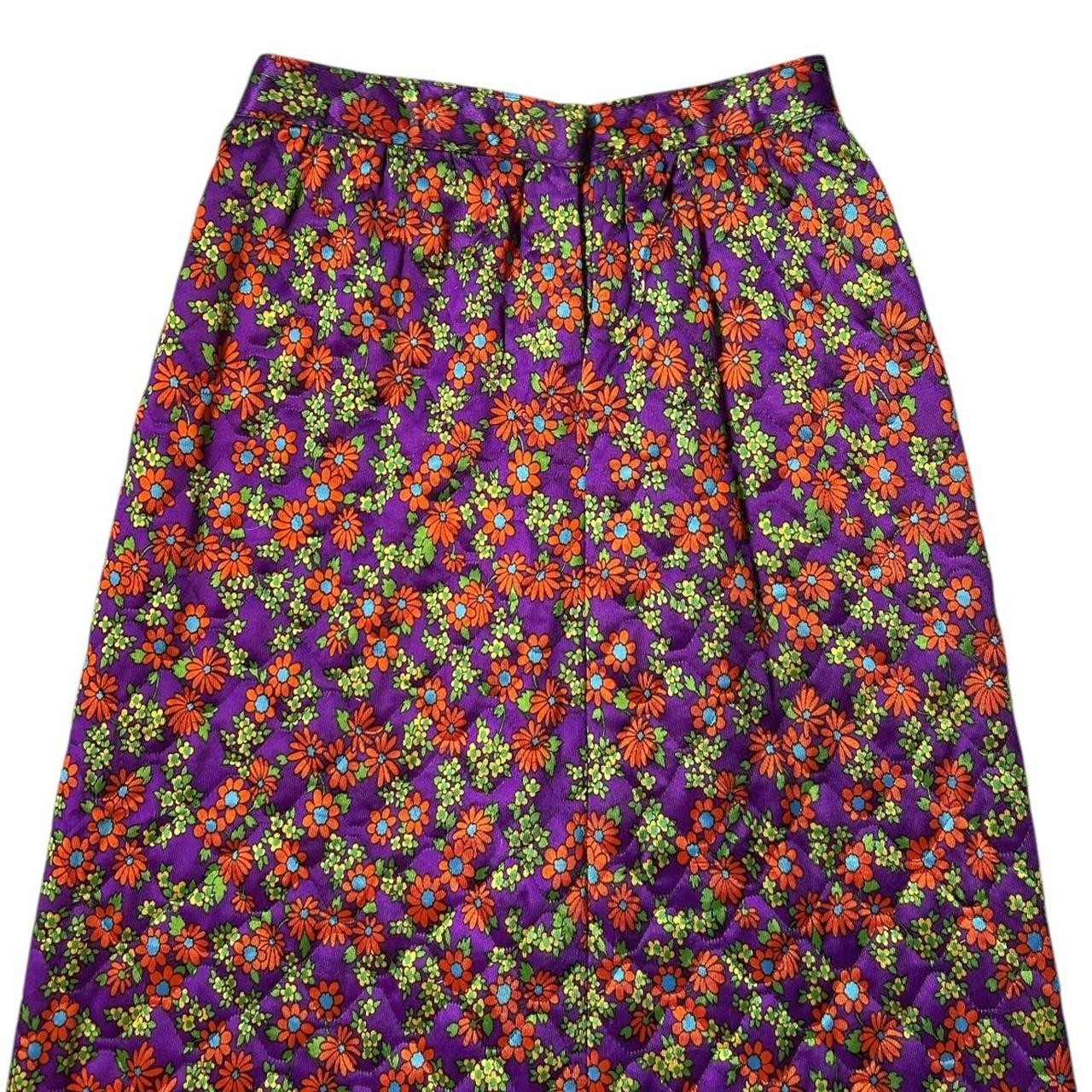 70s vintage quilted daisy maxi skirt hippy boho cottagecore highwaisted a-line.