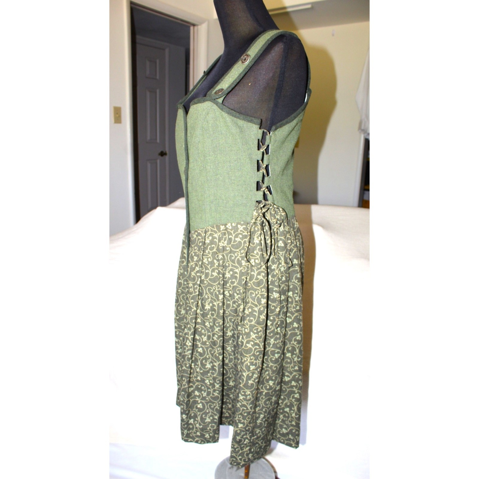 VTG Landhaus Prairie Dirndl Midi Dress Milkmaid Renaissance Cottagecore size M?