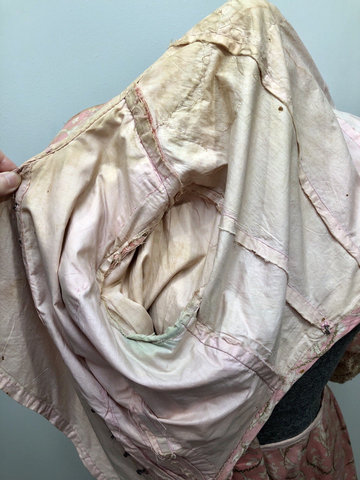 Antique VICTORIAN 1900s GIBSON GIRL Pink Paisley TRAINED GUIPURE LACE 2Pc GOWN