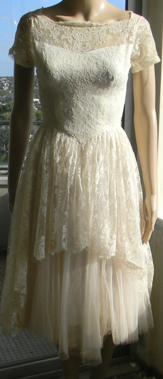 VINTAGE Rockabilly Couture 1950s Original Princess Fairy-tale Lace Tulle Dress