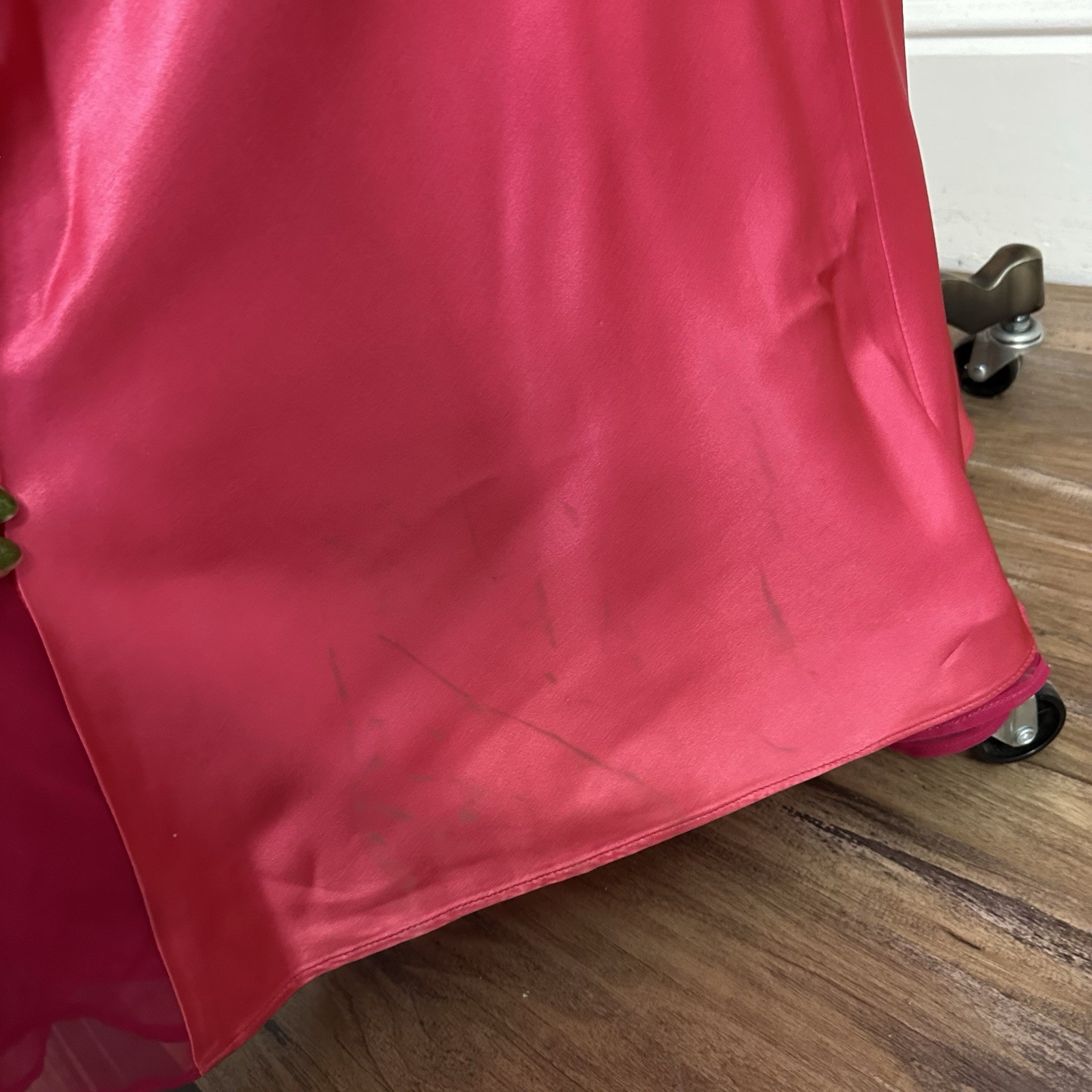 VTG 90s Hot Pink Satin High Neck Low Back Formal Slip Prom Dress
