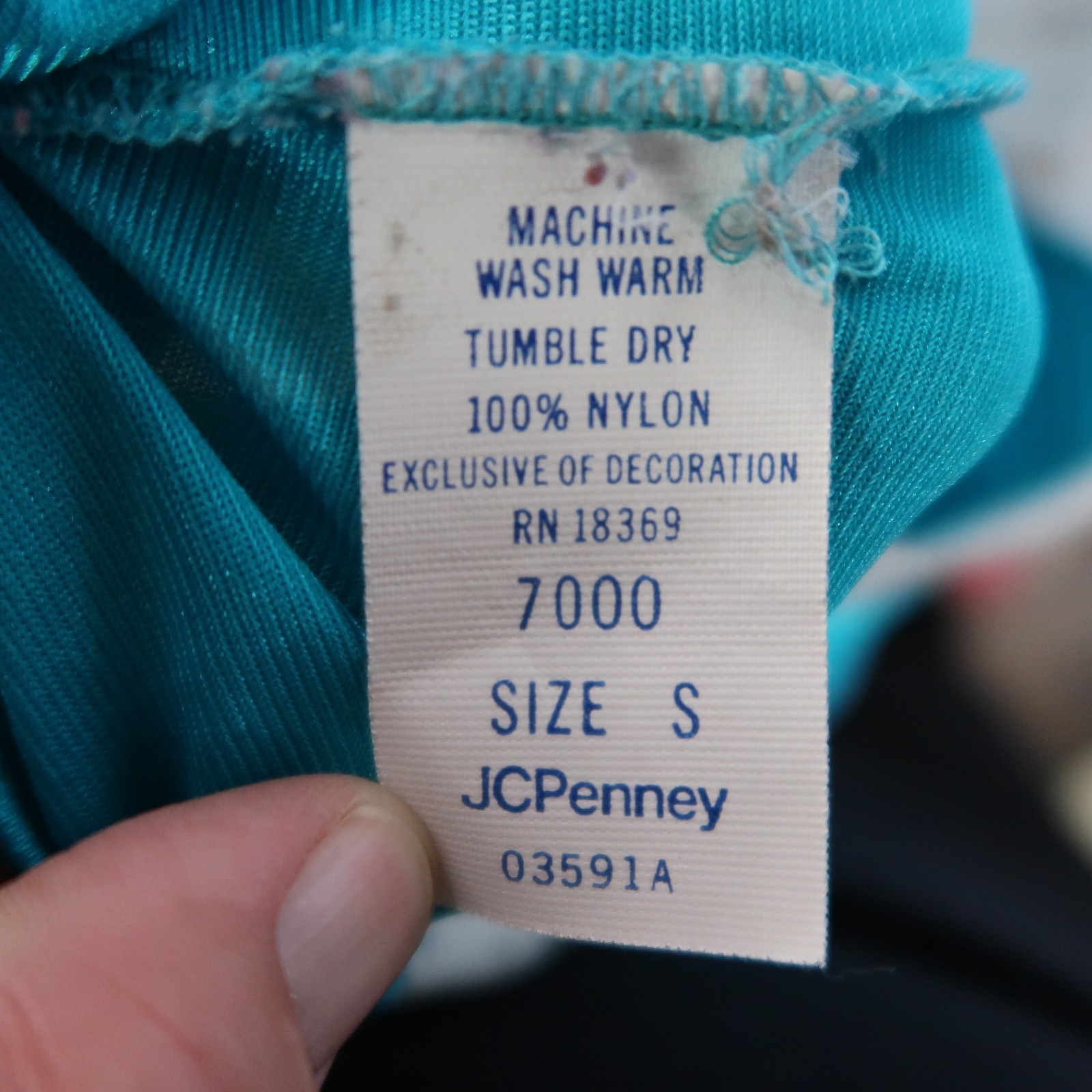 Vintage 1960s Teal Peacock Blue Womans Small Nightgown JcPenney Negligee