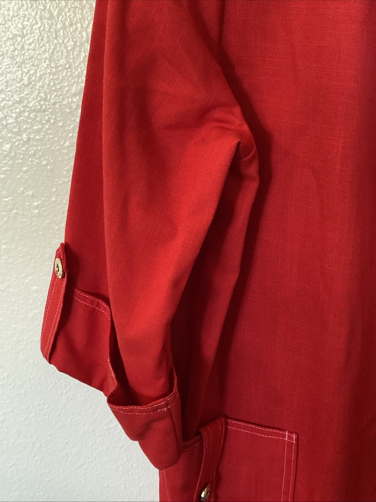 Vintage Serben Size 16 New Red Straight Line Dress Classy Linen Look Made in USA