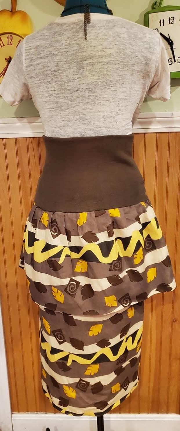 Vtg ANNE MARIE BERETTA 89 Paris rnway couture linen peplum skirt abstract print