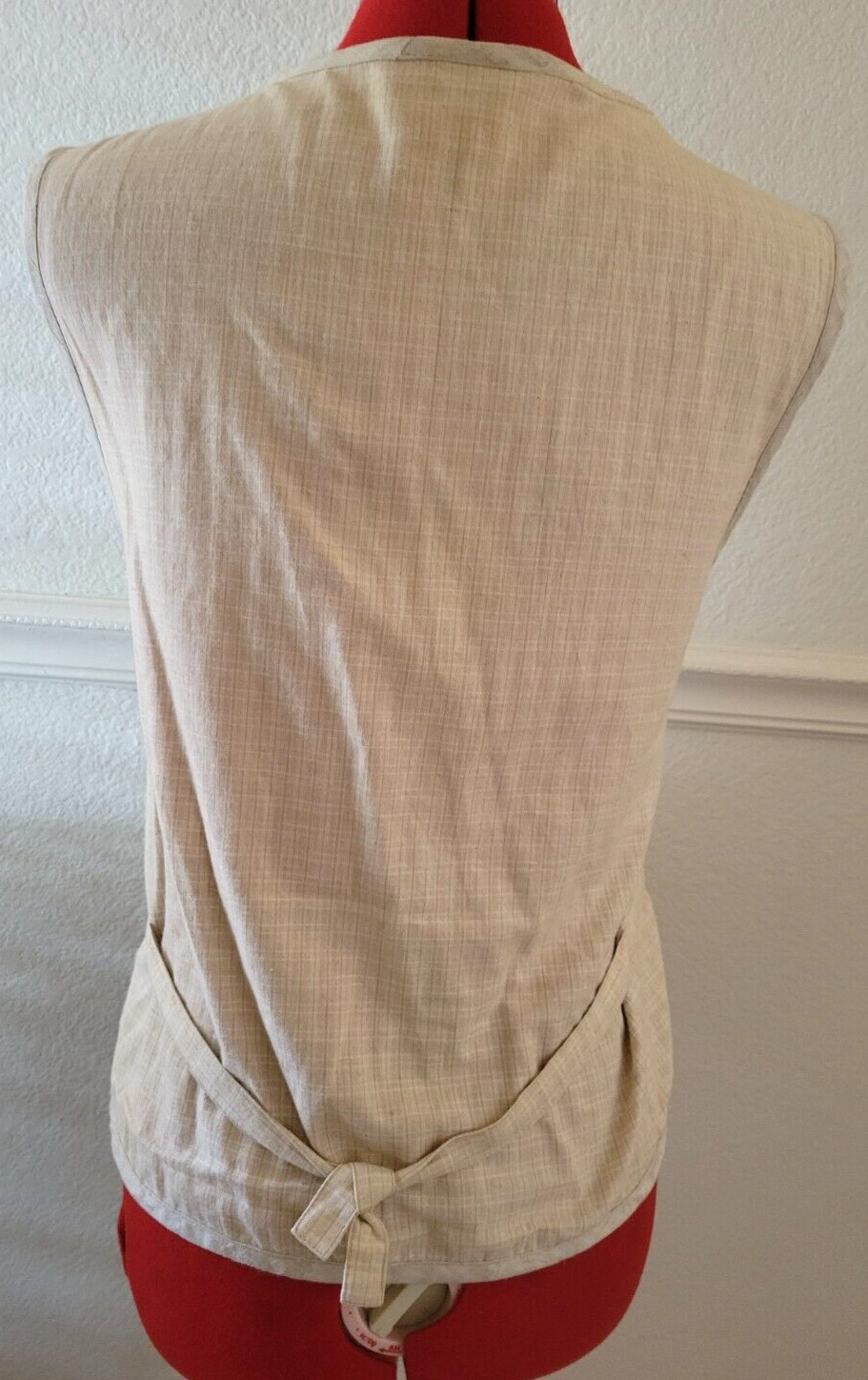 VTG 90s Cascade Tan/Beige Floral Lattice Square Open-Knit Bead Embroider Vest XL