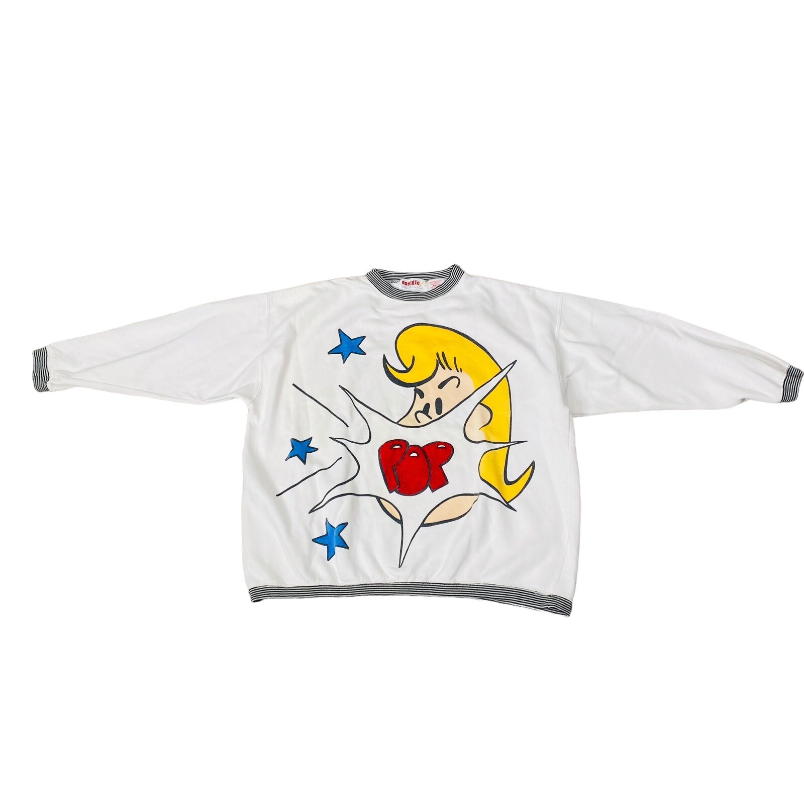VTG 80s Currants Jeri-Jo Pop-art Pop Art Sweatshirt POP Size L Large White