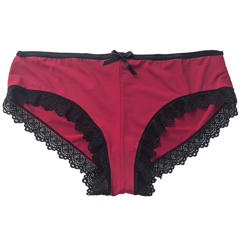 3X Women’s Low Waist Lace Bow Ice Silk Panties Cotton Gusset Breathable Briefs