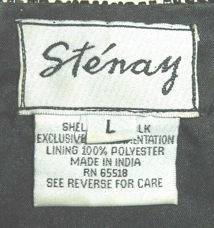 VINTAGE Stenay Beaded Evening Jacket Women’s L Large Black Silk Cocktail Festive