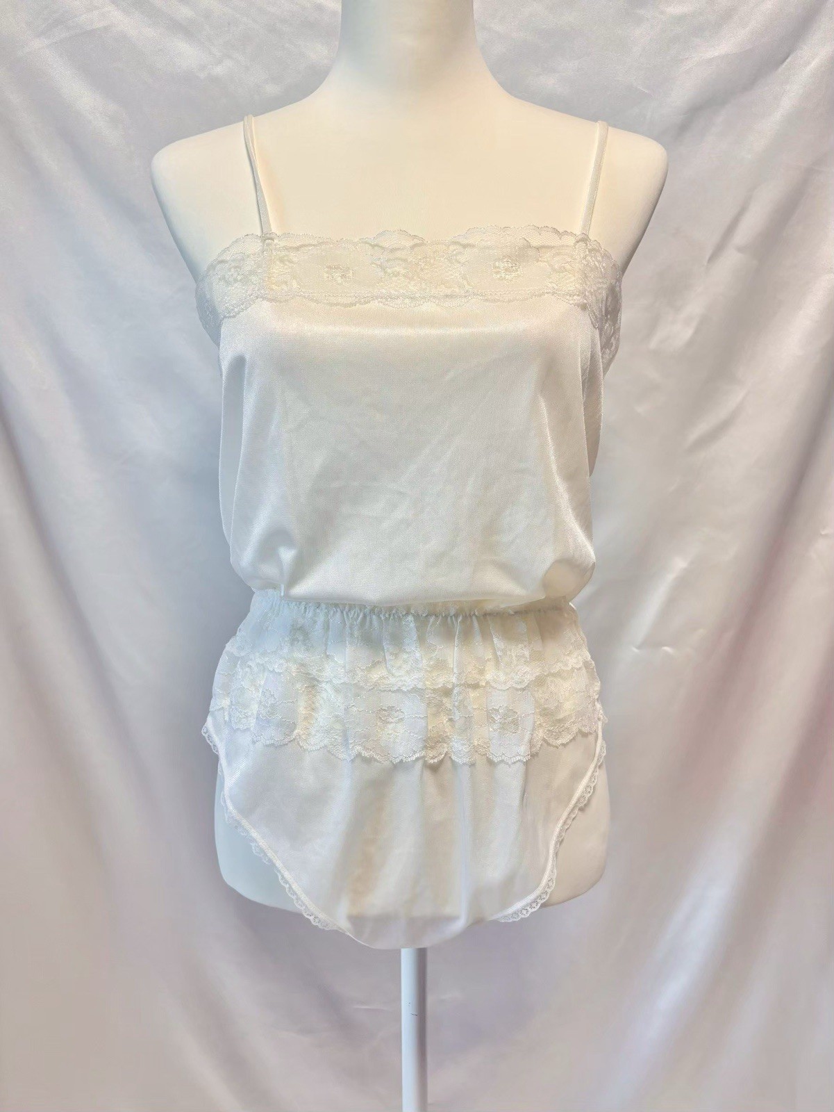 Vintage 1980s 1990s Lace Teddy Lingerie Nightgown Made in CANADA
